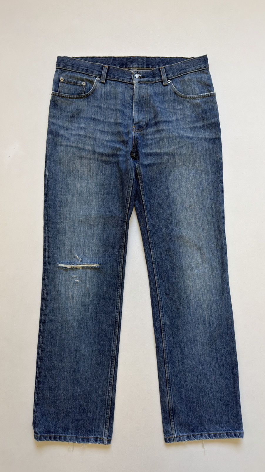 Helmut Lang OG ‘Thrashed Whiskered’ Blue Denim Jeans Size US 34 / EU 50 - 19 Thumbnail