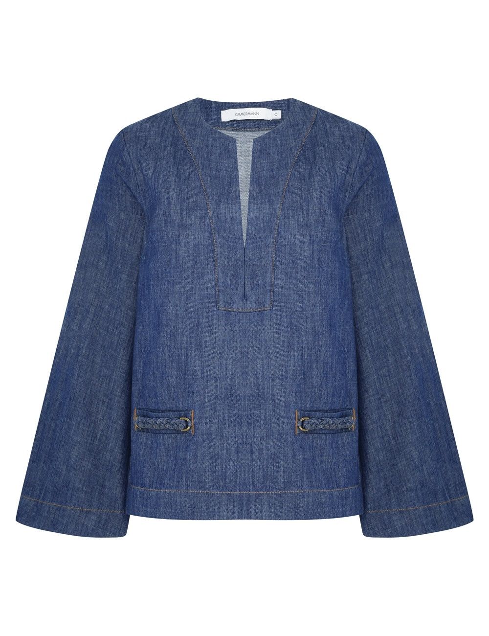 oc11z1025 Wylie Denim Tunic Top in Blue