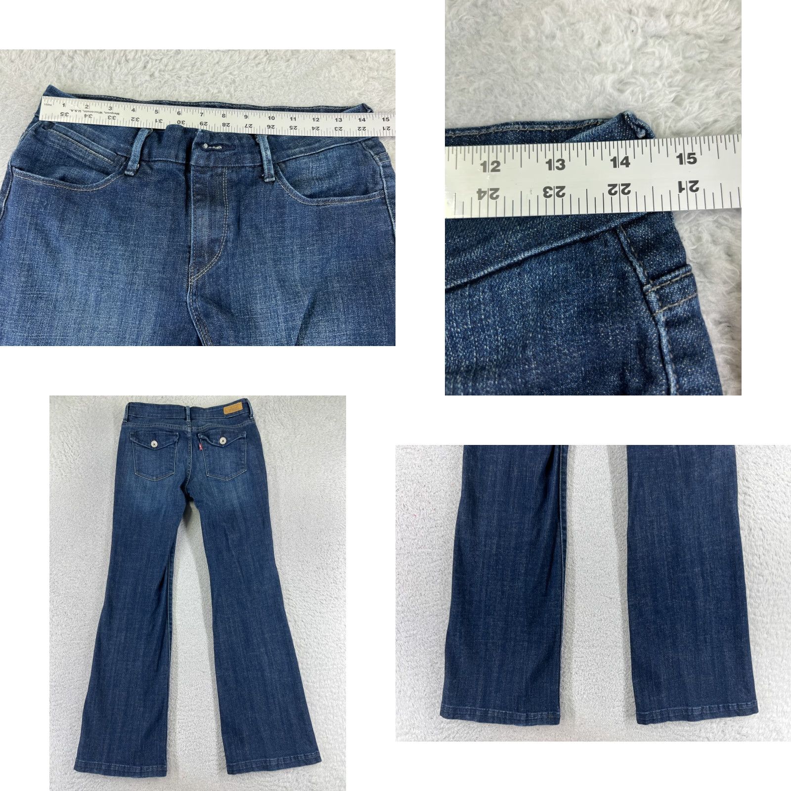Lee Lee Jeans Womens 8 Blue Denim Flared Mid Rise 27x31 Regular Inseam 31 in 5-Pocket Zipper Cotton Denim Jeans Size 30" / US 8 / IT 44 - 9 Thumbnail