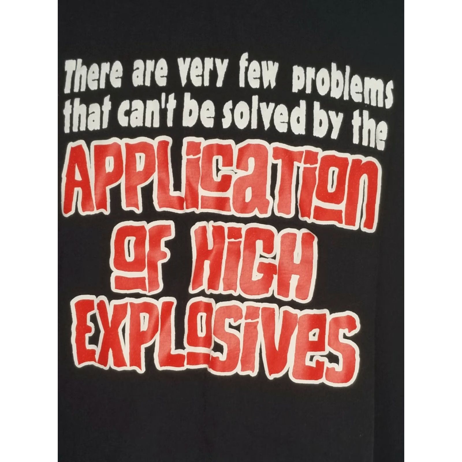 Jerzees VINTAGE Mens 2XL High Explosives Funny Parody Black T-Shirt Made in the USA Size US XL / EU 56 / 4 - 2 Thumbnail