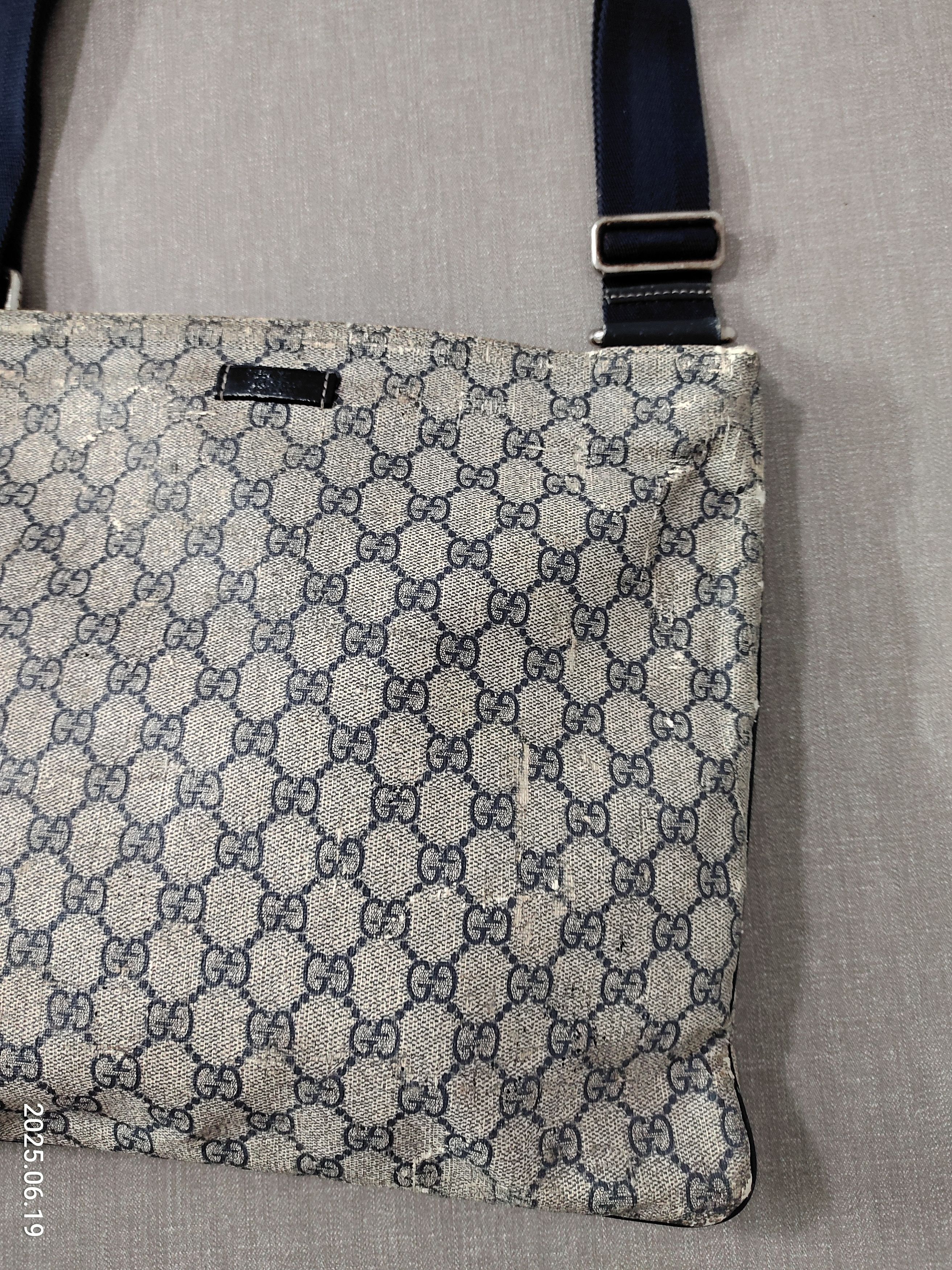 Gucci Gucci Blue Grey Gg Coated Canvas Large Messenger Bag Size ONE SIZE - 3 Thumbnail