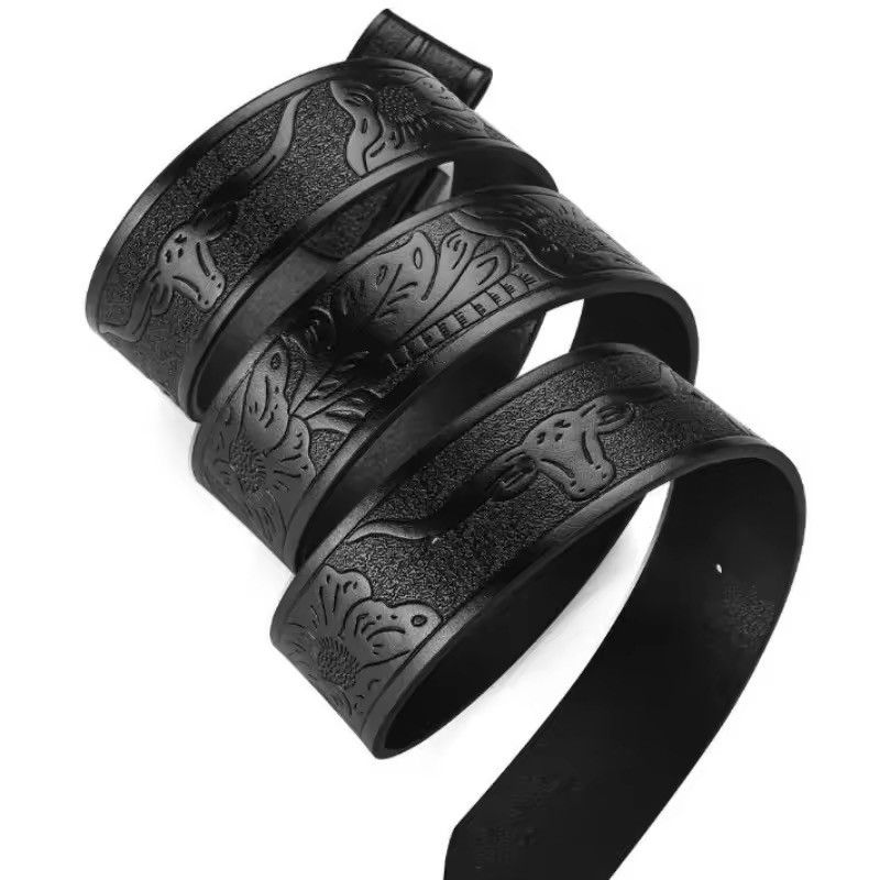 Leather Western Cowboy Belt Size ONE SIZE - 5 Thumbnail