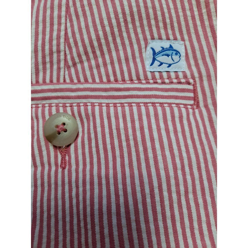 Southern Tide Southern Tide Skipjack Red Seersucker Striped Casual Summer Size US 33 - 2 Thumbnail