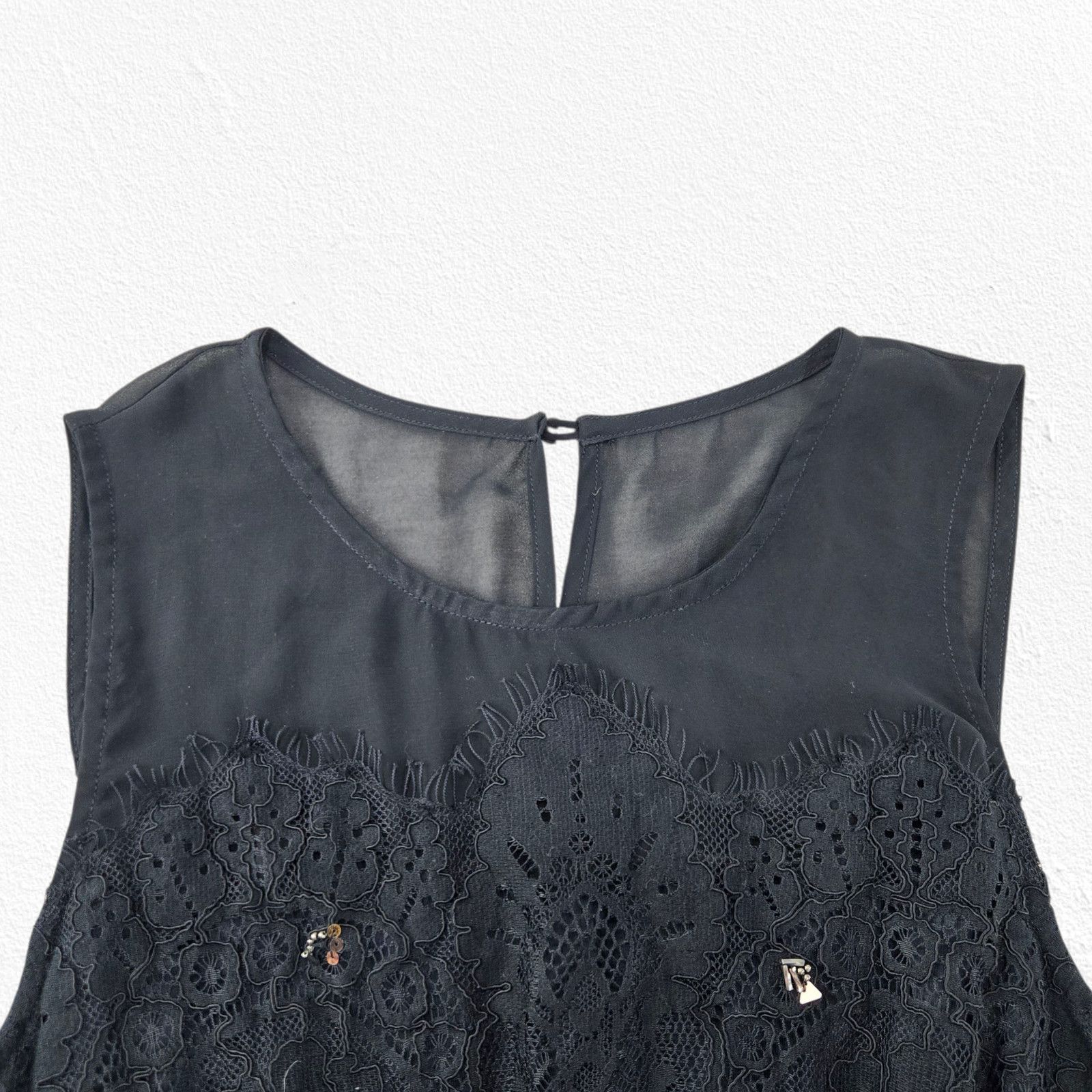 Anthropologie Meadow Rue Black Lace Peplum Tank Top Size Medium Size M / US 6-8 / IT 42-44 - 3 Thumbnail