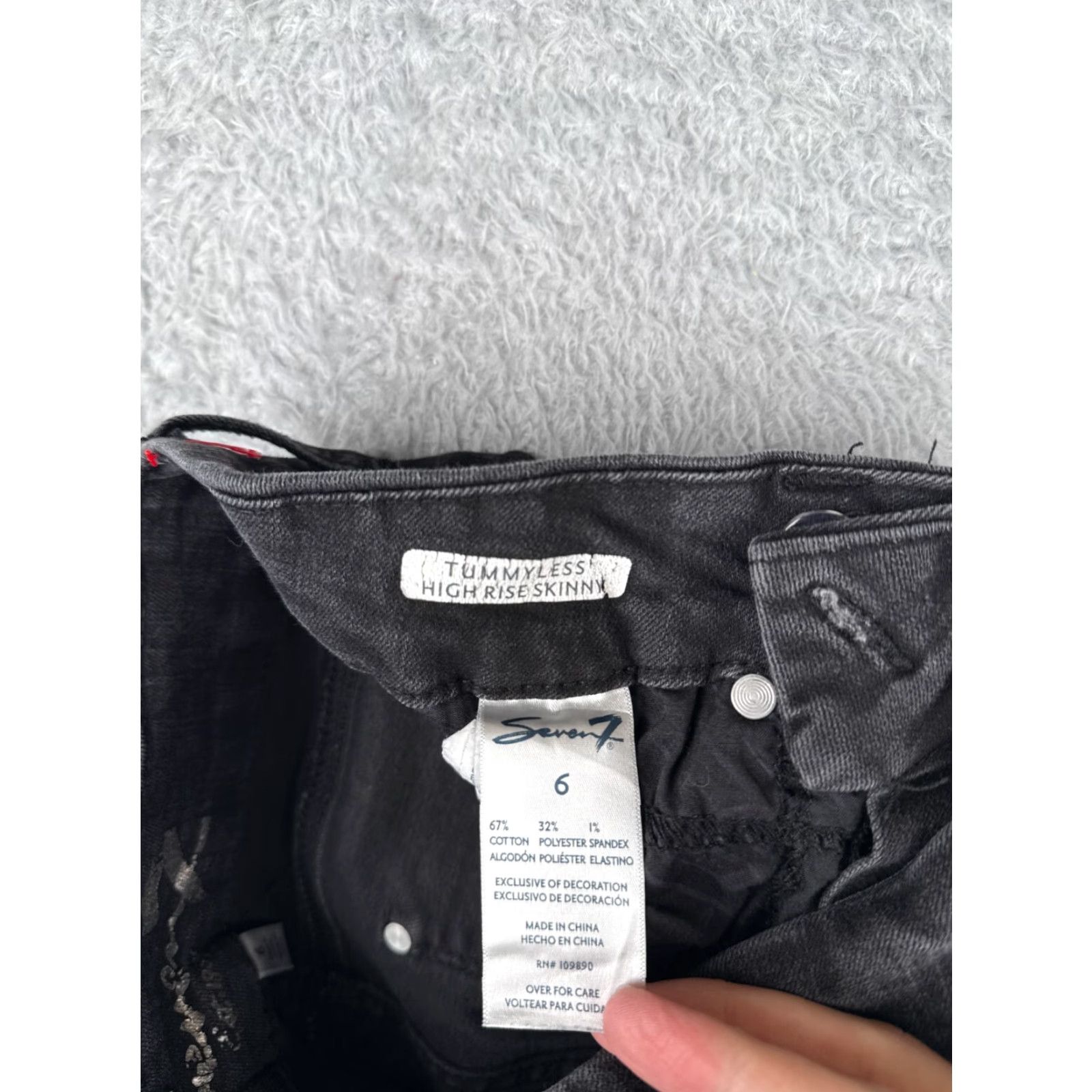 Vintage Seven7 Jeans Women 6 Black Denim High Rise Skinny Tapered Cotton 28x27 Tummyless Womens Size 28" / US 6 / IT 42 - 7 Thumbnail