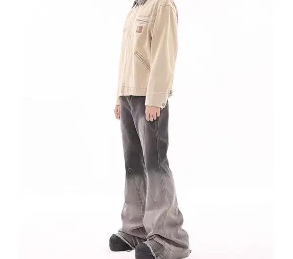 VIBE Vintage washed gradient raw edge draped micro-flare jeans Size US 34 / EU 50 - 8 Thumbnail