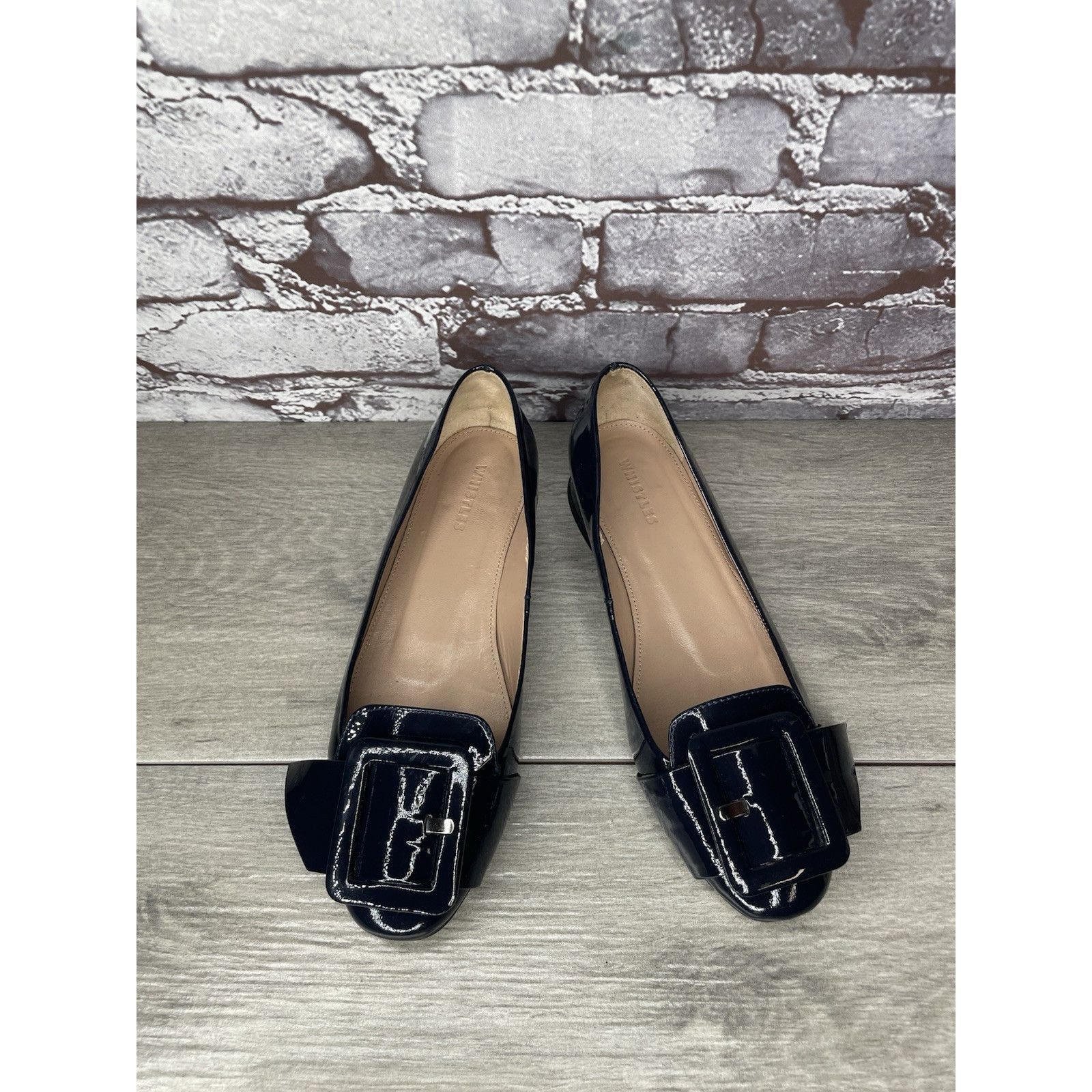 Whistles Whistles Navy Blue Patent Buckle Strap Pumps Block Heels Wo Size US 5.5 / IT 35.5 - 12 Thumbnail