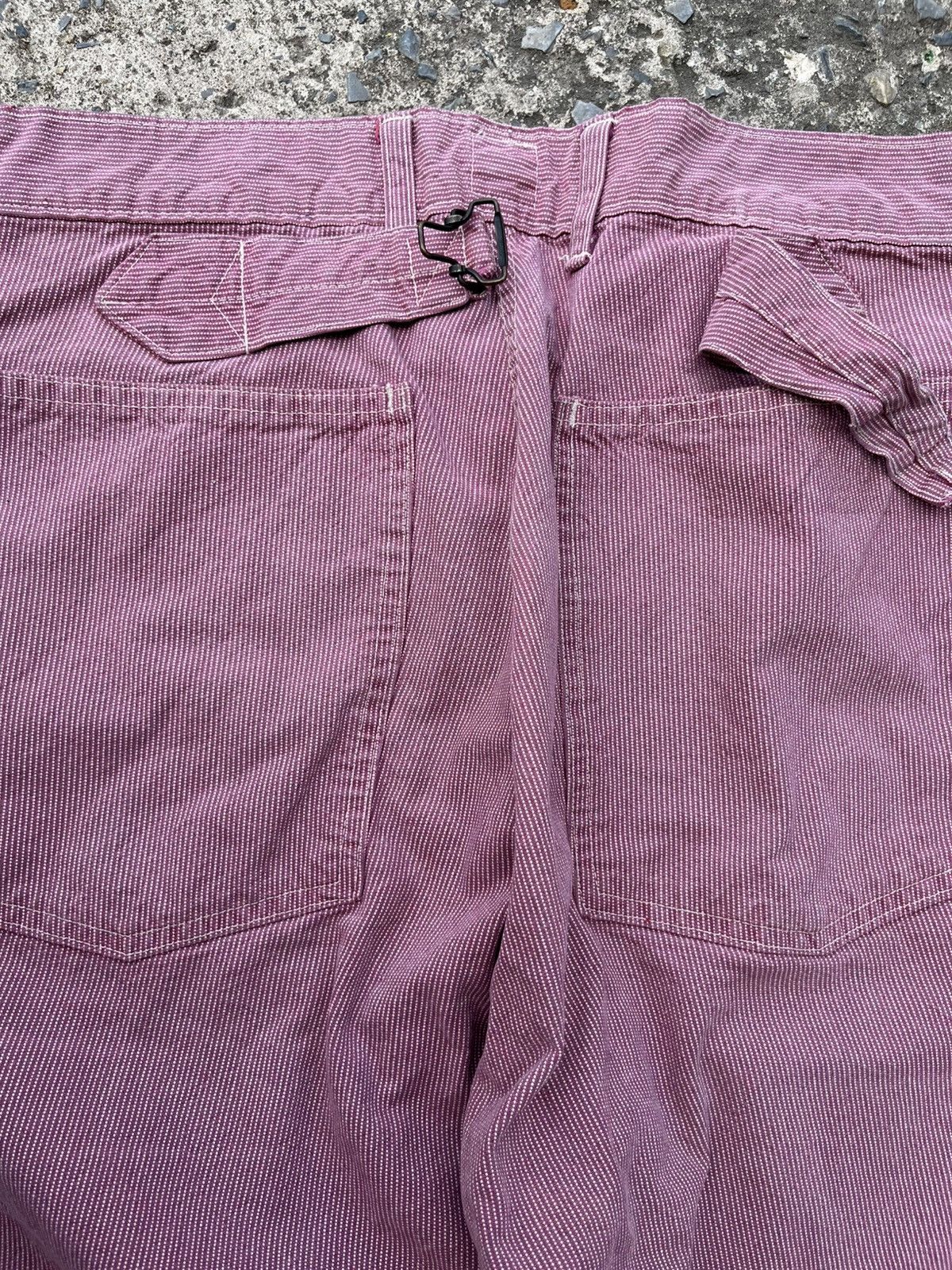 Japanese Brand 💥BLUE WAY TROUSERS VTG WORKWEAR HICKORY BELT CARPENTER PANT Size US 33 - 13 Thumbnail