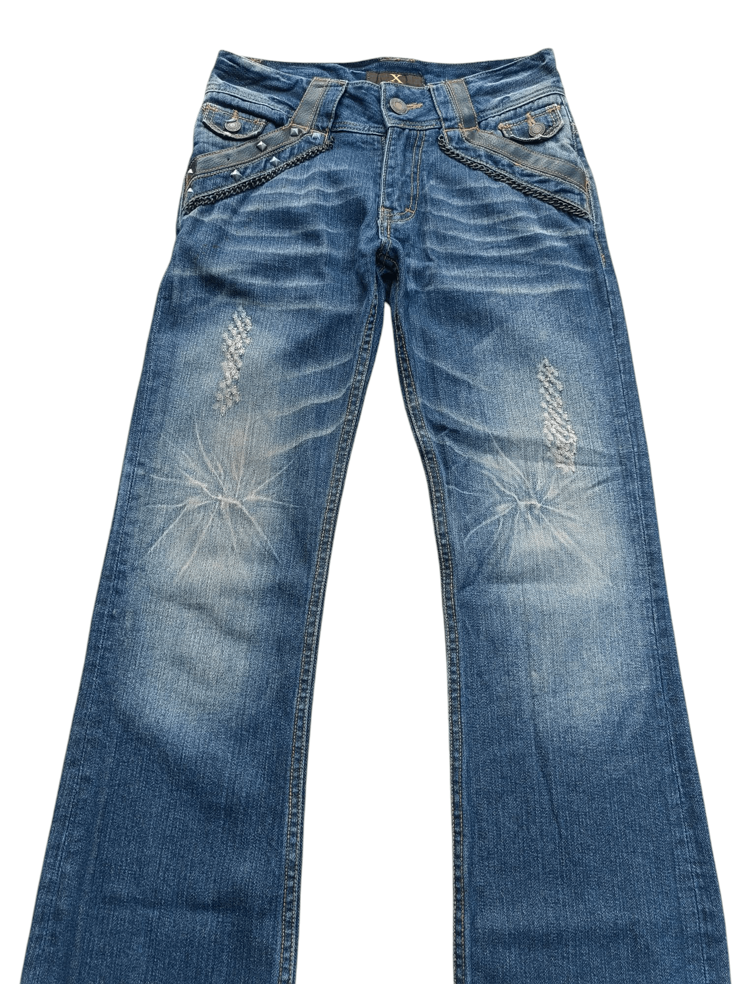 Japanese Brand × Seditionaries VTG Xfrm Japan Punk Style Stud Flare Distressed Jeans E253 Size US 29 - 4 Thumbnail