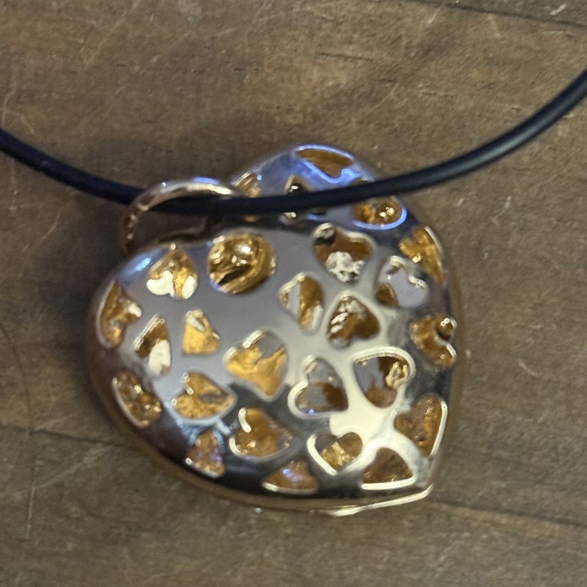 Other Gold tone puffed AB pave heart pendant cord necklace Size ONE SIZE - 4 Thumbnail