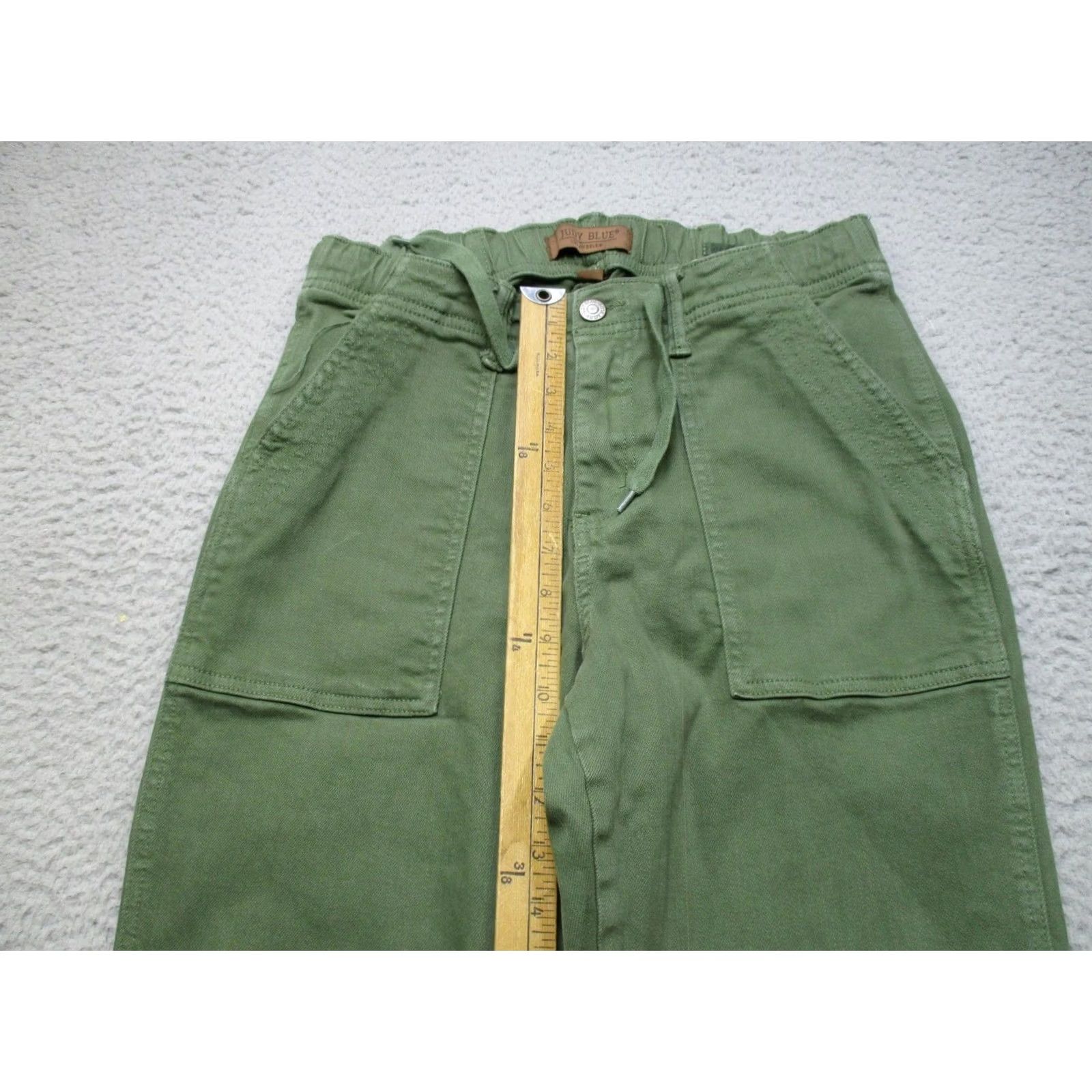 Vintage Judy Blue Pants Womens 5/27 Green Garment Dyed Utility Drawstring Twill Chino Pockets Stretch Straight 29in Inseam Womens Size 27" / US 4 / IT 40 - 4 Thumbnail