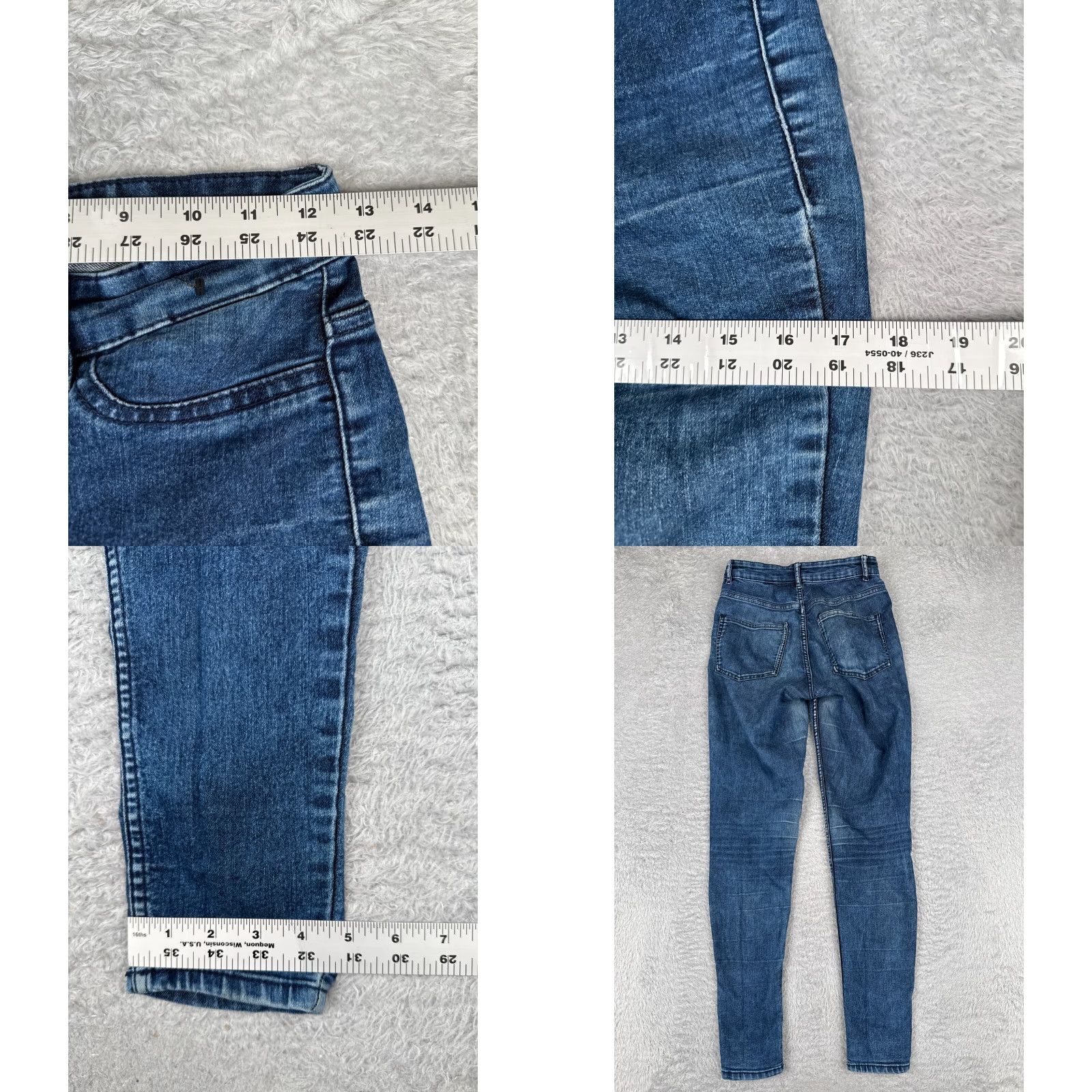 Denime Divided Jeans Women 6 Blue Denim Skinny Tapered Distressed Mid Rise Cotton 25x29 Size 28" / US 6 / IT 42 - 9 Thumbnail