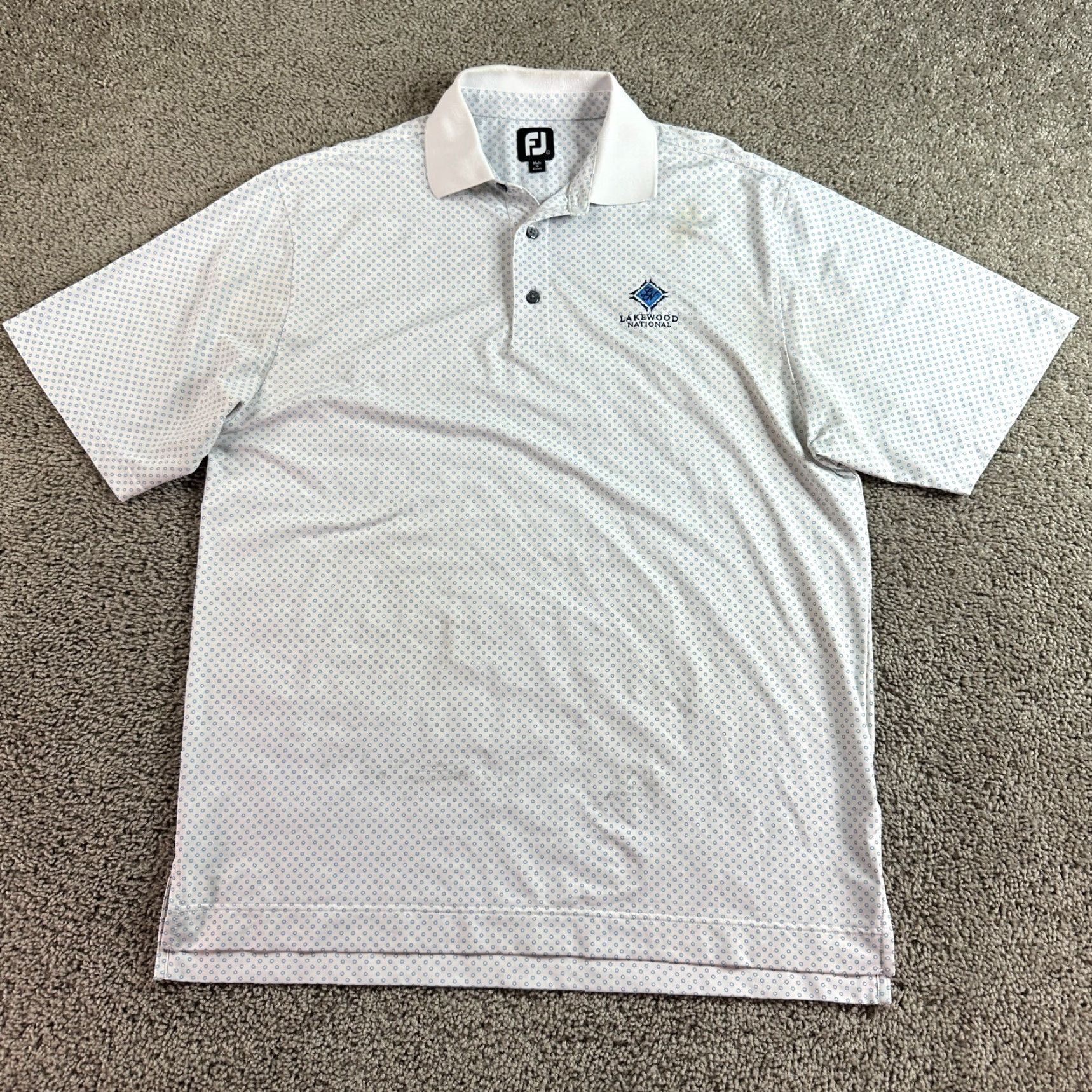 Footjoy FootJoy Polo Shirt Mens Large White Geometric Lightweight Golfing Button Collar Shirt Polo Size US L / EU 52-54 / 3 - 2 Thumbnail