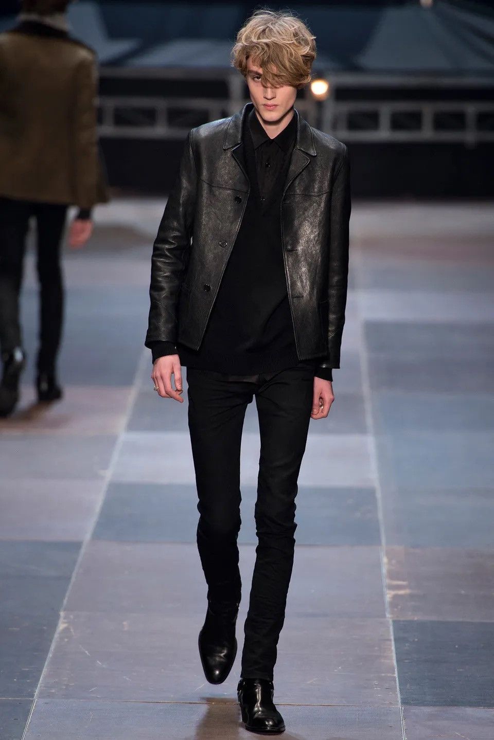 image of Hedi Slimane x Saint Laurent Paris 2013 Lamb Leather Button Jacket, 54 in Black, Men's (Size Large)