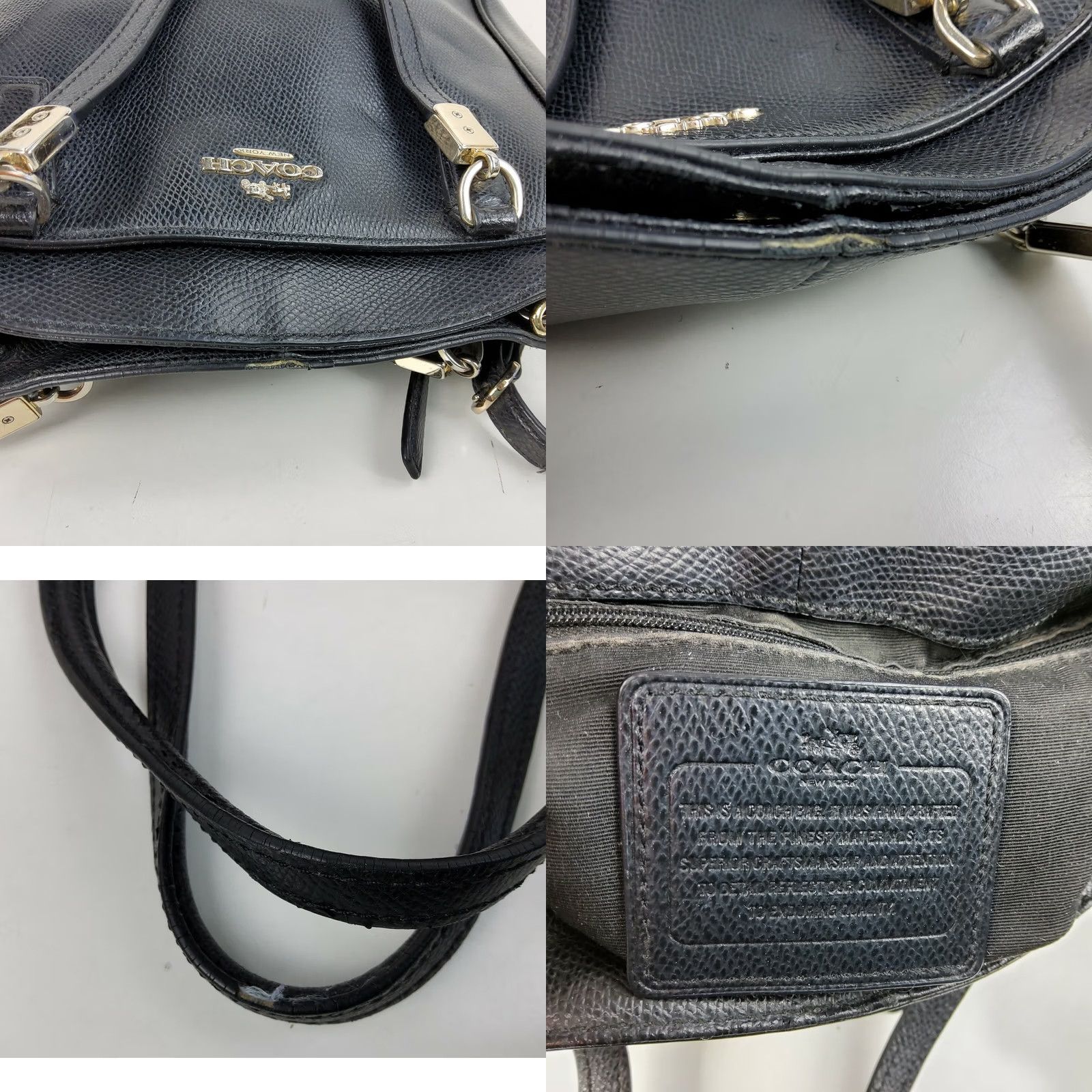 Coach COACH Minetta Crossgrain Leather Satchel Handbag F34663 Crossbody Purse Womens Bag Medium Black Leather Adjustable Strap Size ONE SIZE - 8 Thumbnail