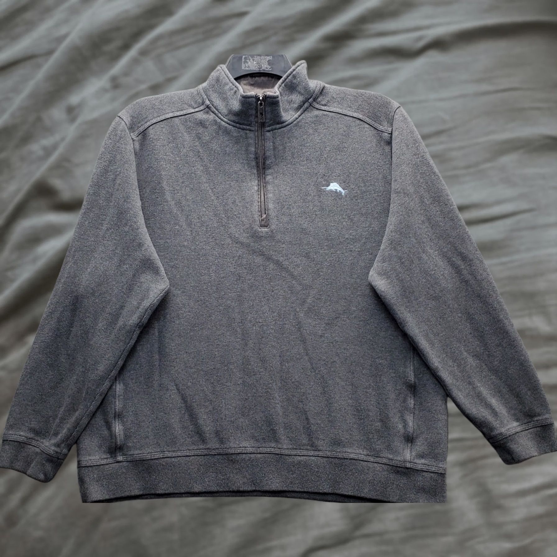 Tommy Bahama Tommy Bahama Sweatshirt Mens L Gray Knit Embroidered Logo Quarter Zip Size US L / EU 52-54 / 3 - 1 Thumbnail