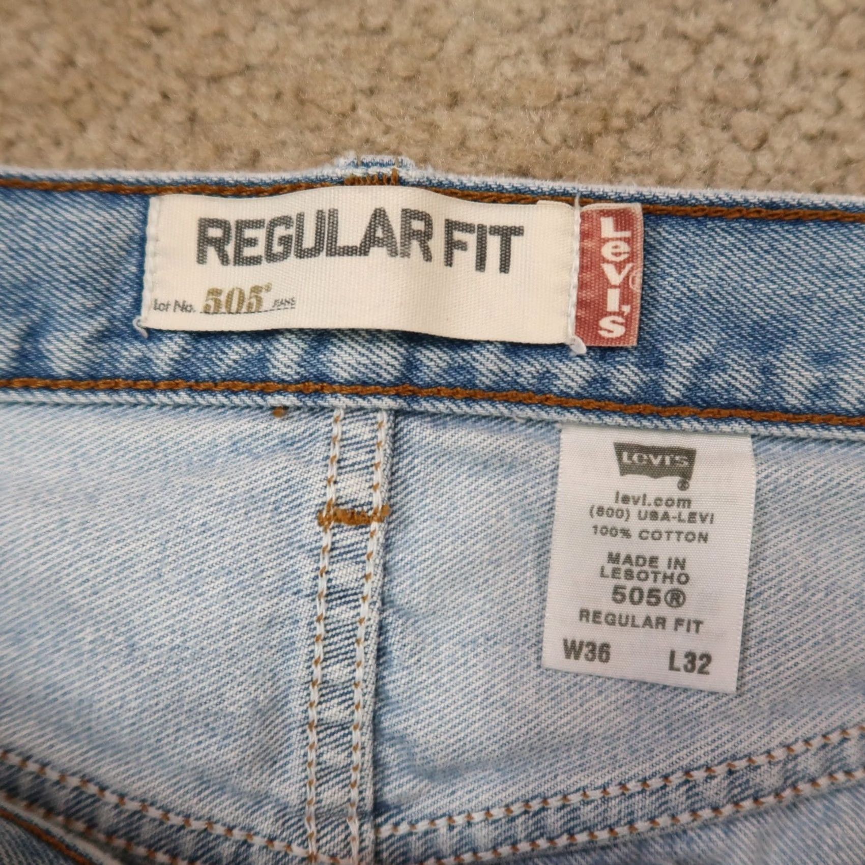 Levi's Levi's 505 Regular Fit Straight Leg Jeans Men's 36x32 Blue Denim Distressed Jeans Size US 36 / EU 52 - 5 Thumbnail