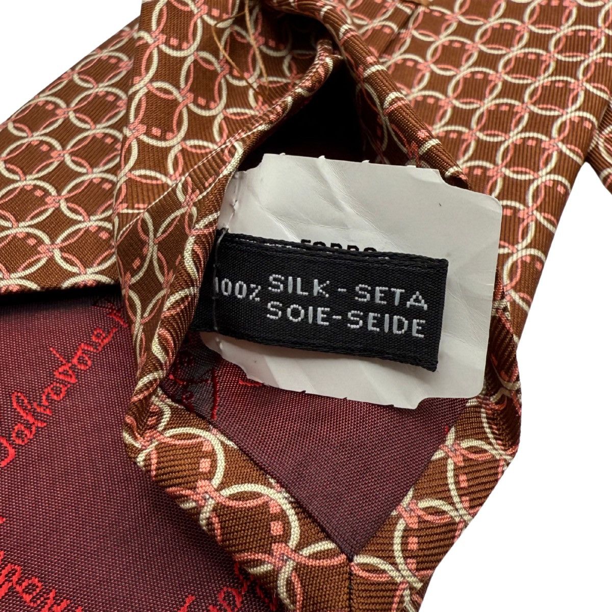 Salvatore Ferragamo Salvatore Ferragamo Brown Silk Tie, Made in Italy, Like New Size ONE SIZE - 5 Thumbnail