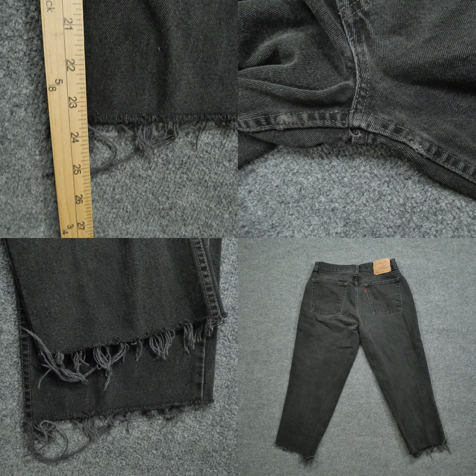 Levi's VINTAGE Levi's 512 Jeans Womens 14 31x24 Black Faded Cropped Tapered 90s Distressed Jeans Mens? Womens, 90s, 14, Black, Denim, Casual Size 24" / US 00 / IT 34 - 8 Thumbnail