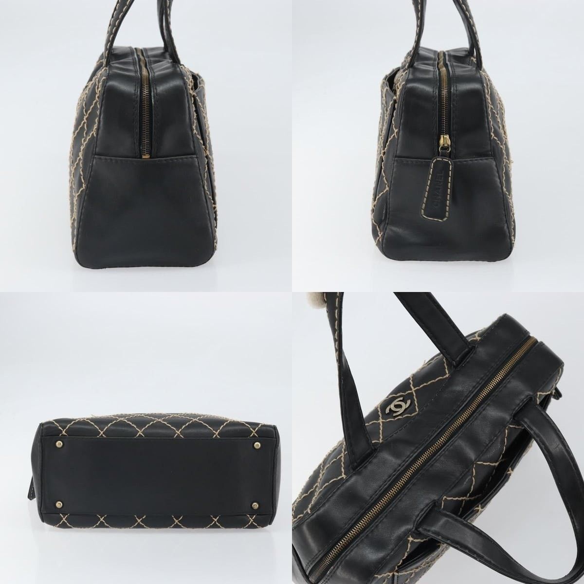 Chanel Chanel Wild Stitch Handbag Leather Black Gold CC Size ONE SIZE - 3 Thumbnail