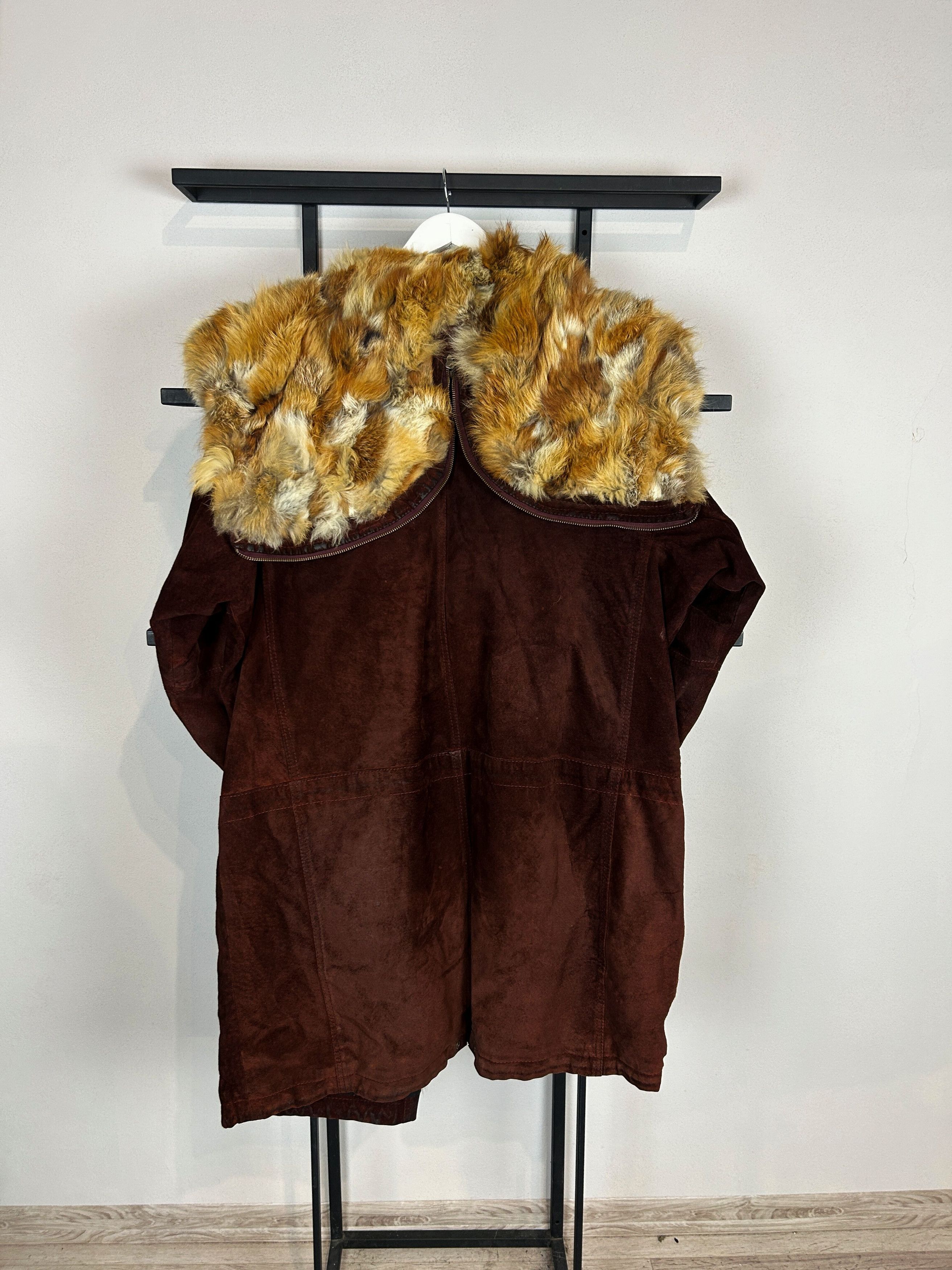 Japanese Brand Suede Leather Coat Fur Trim Vintage Luxury Brown Long Size US L / EU 52-54 / 3 - 10 Thumbnail