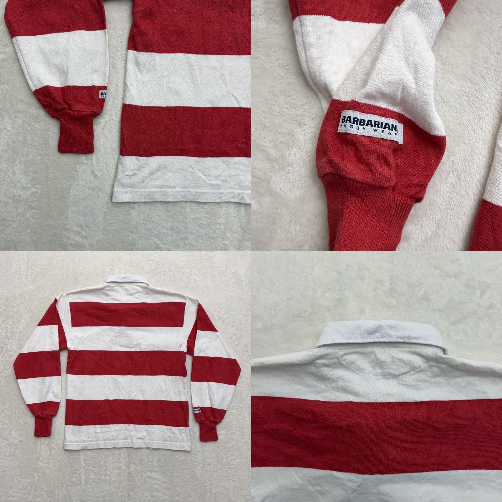 Barbarian Barbarian Rugby Polo Shirt Mens Small Red White Stripe Long Sleeve Cotton Canada Size US S / EU 44-46 / 1 - 8 Thumbnail