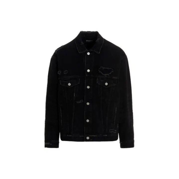 Balenciaga Balenciaga Black Distressed Denim Jacket for Men Size US S / EU 44-46 / 1 - 1 Thumbnail