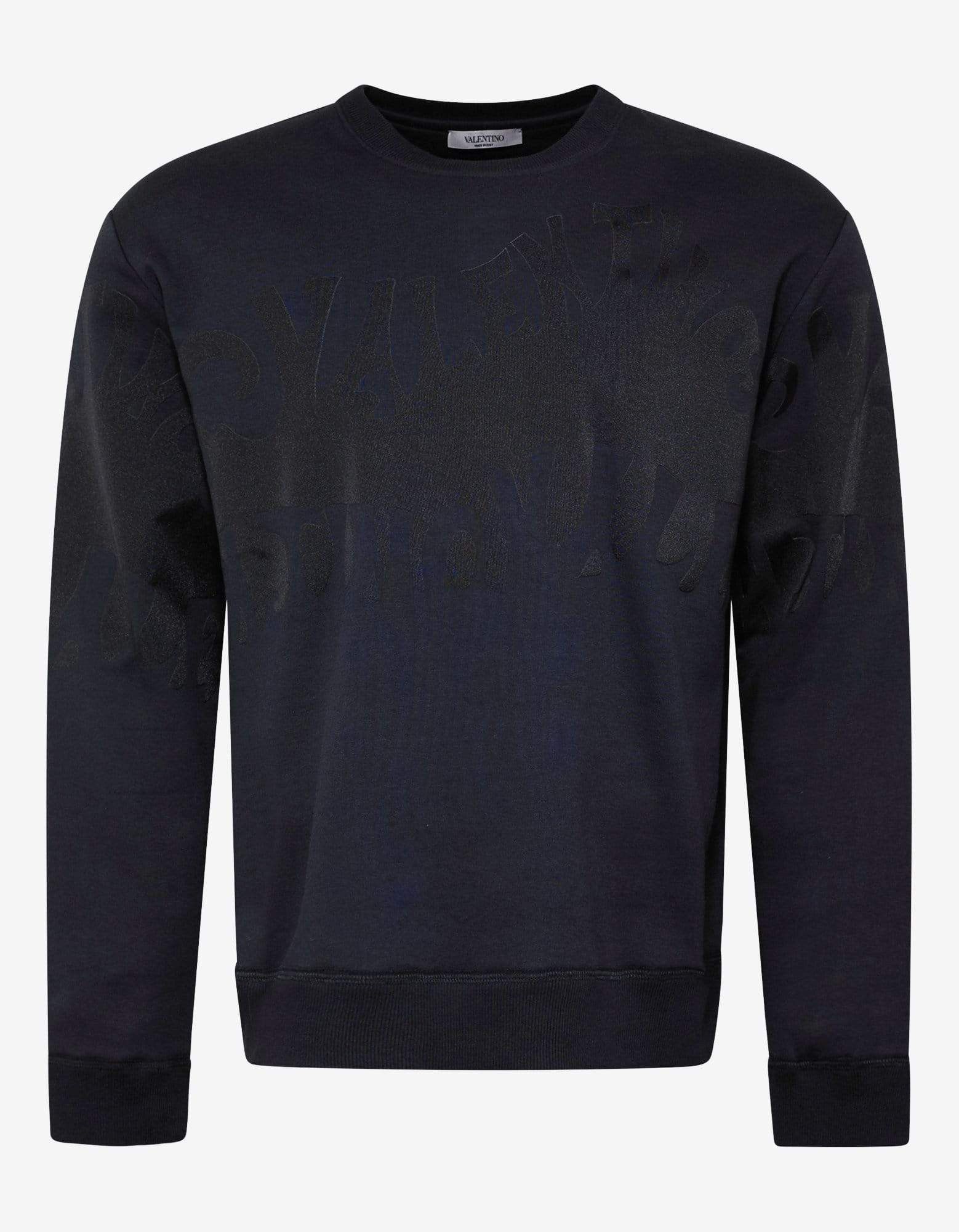 image of Valentino Navy Blue Logo Waves Sweatshirt, Men's (Size XL)