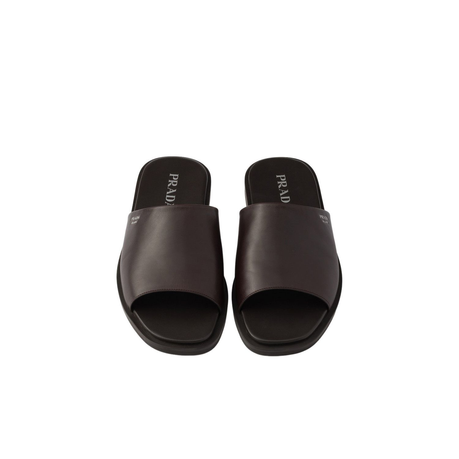 Prada PRADA $1020 Dark Brown Slides New & Authentic (Men's size:9; Size US 9 / EU 42 - 3 Thumbnail