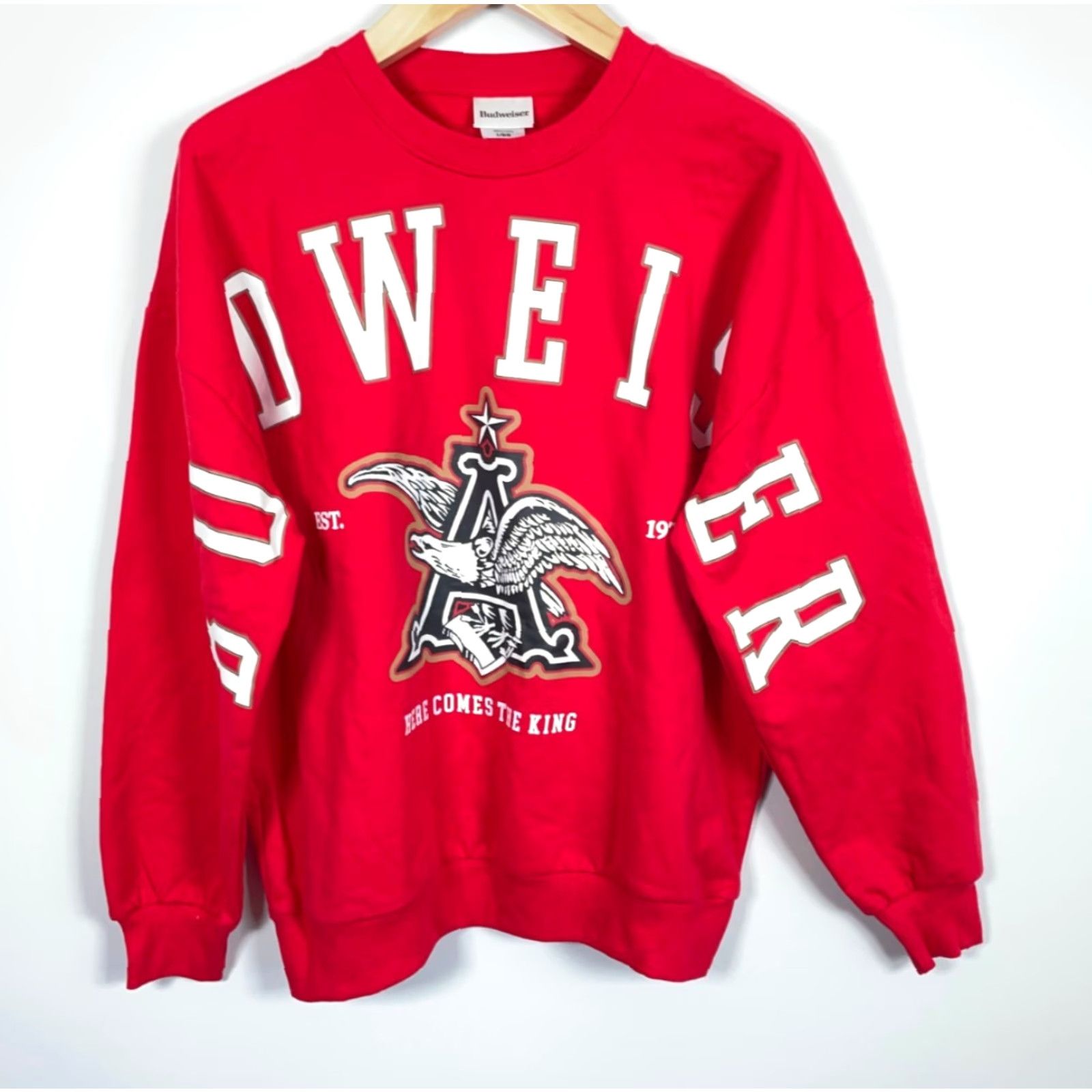 Budweiser Budweiser Sweatshirt Adult Large Red King of Beers Retro Spell Out Crewneck Logo Shirt Size US L / EU 52-54 / 3 - 2 Thumbnail
