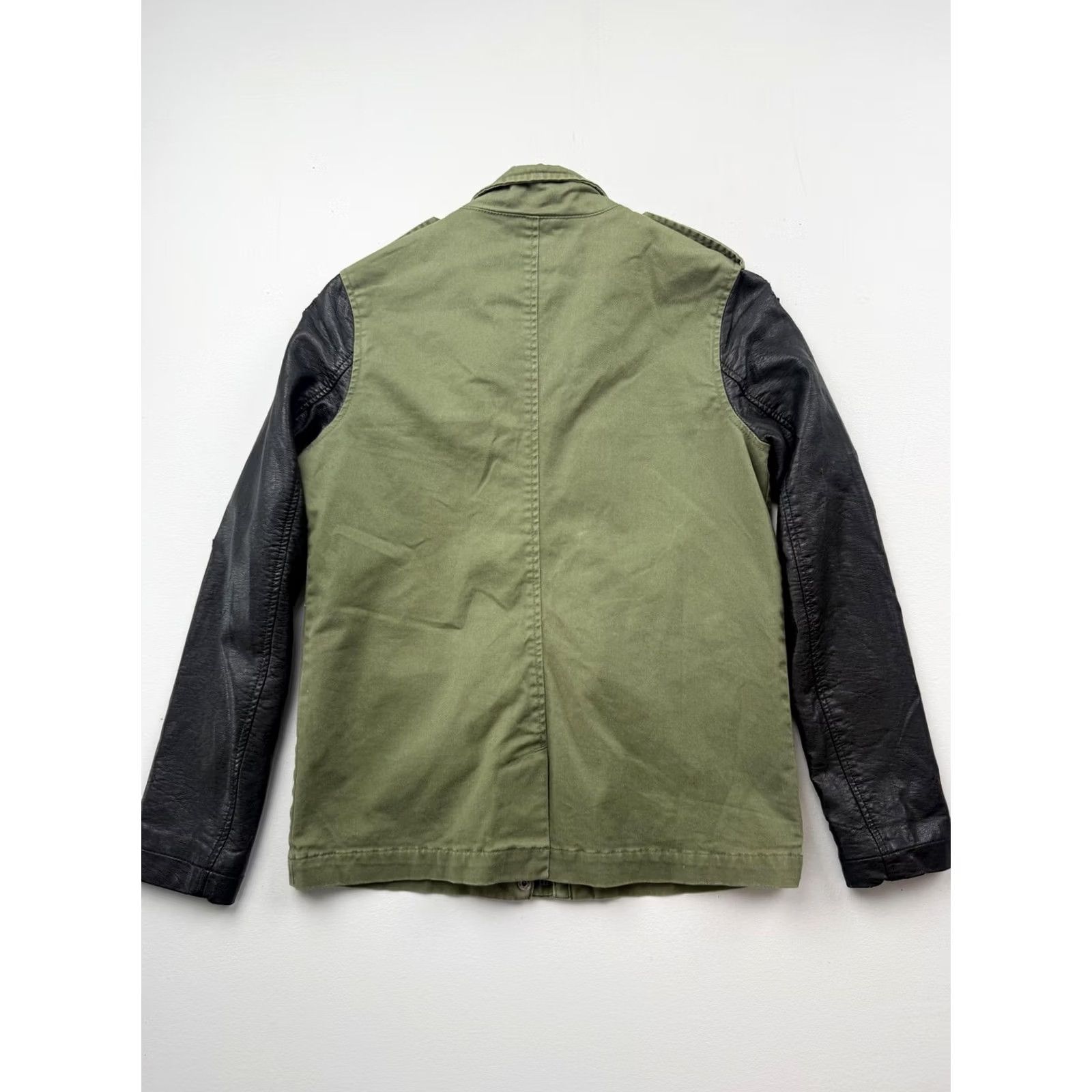 Vans Vans Jacket Womens Small Green Faux Leather Sleeves Military Full Zip Pockets Size S / US 4 / IT 40 - 2 Thumbnail