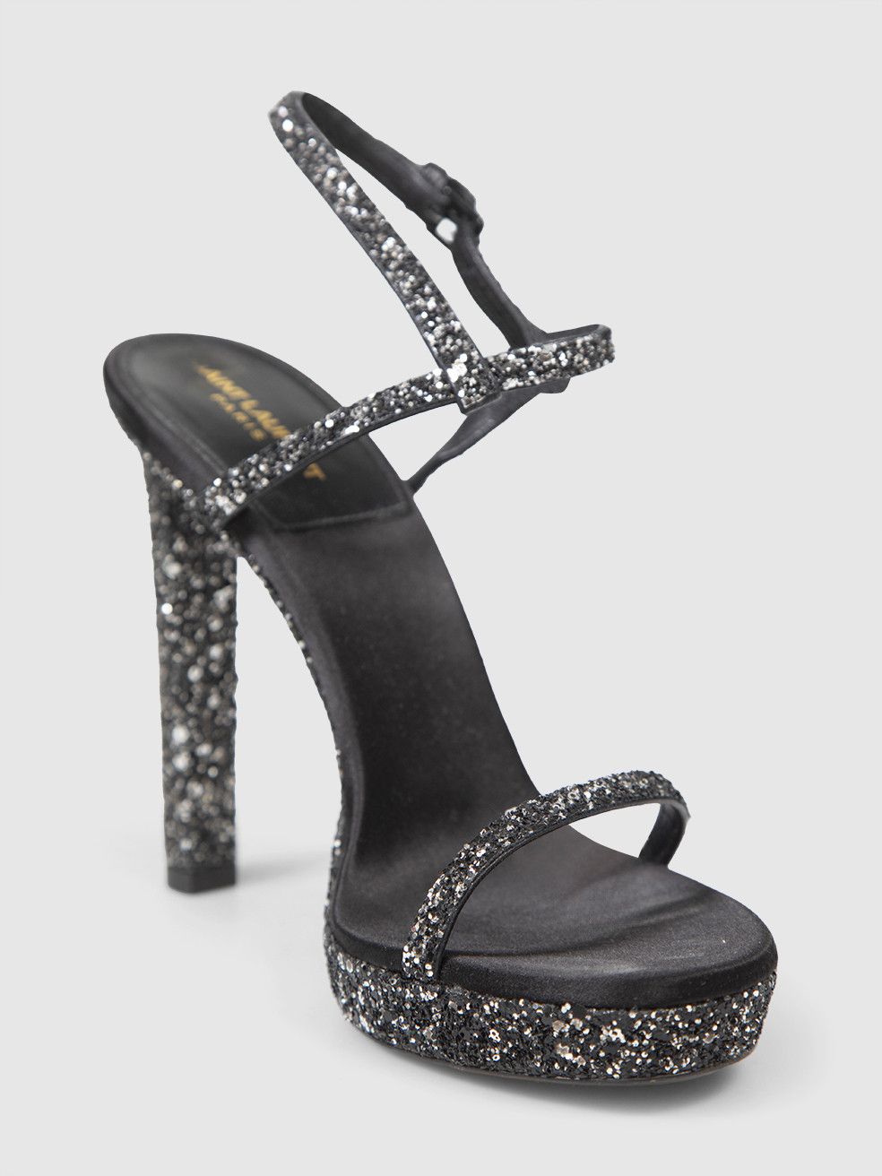 Black Glitter High Heel Sandals