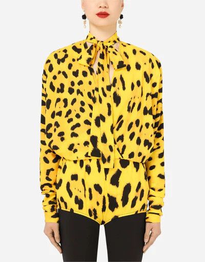 Dolce & Gabbana o1y0925 Leopard-Print Bodysuit in Yellow/Black Size XS / US 0-2 / IT 36-38 - 3 Thumbnail