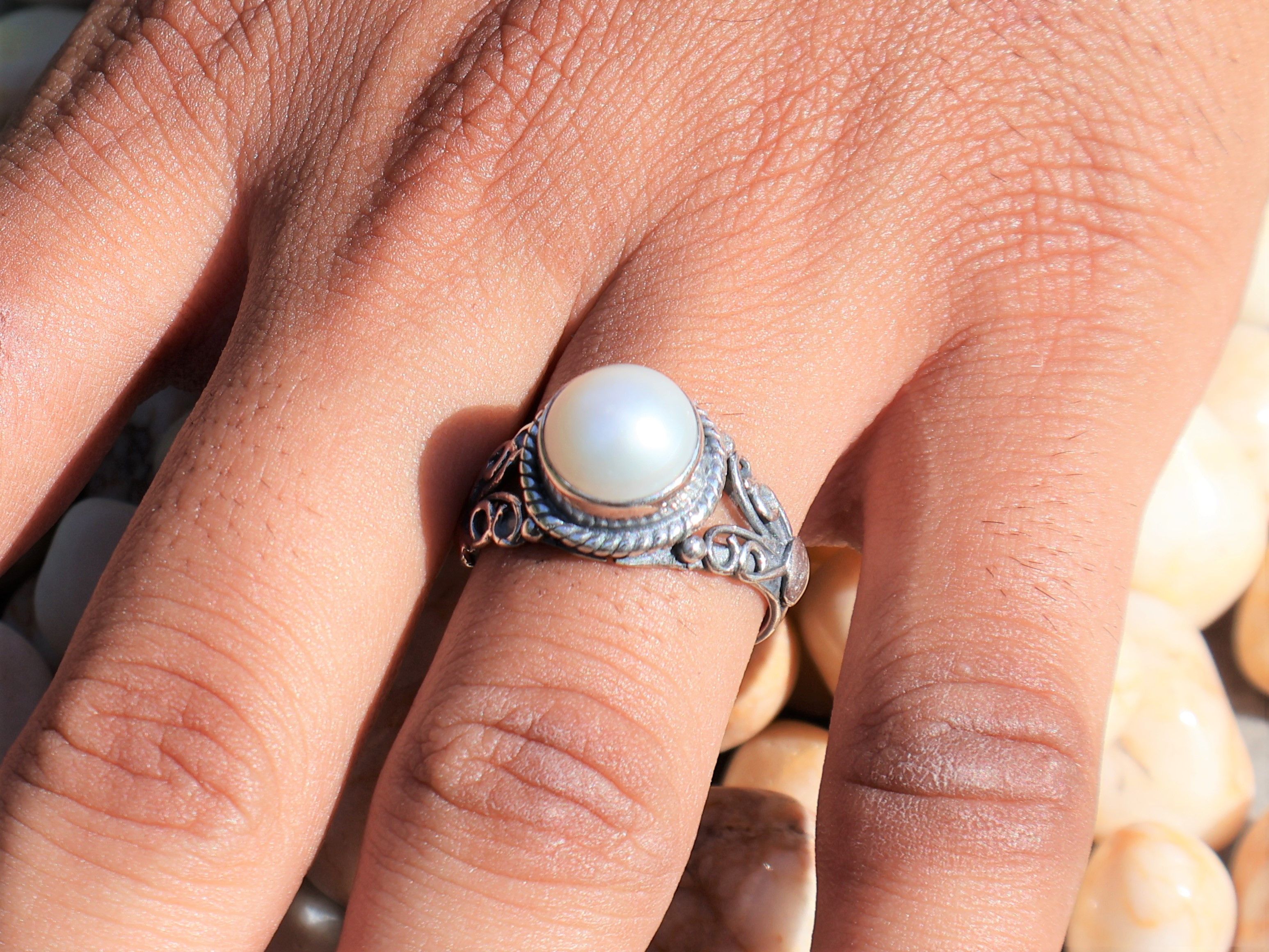 Handmade Pearl Ring, Handmade Promise Ring, 925 Sterling Silver Ring, Size ONE SIZE - 7 Thumbnail