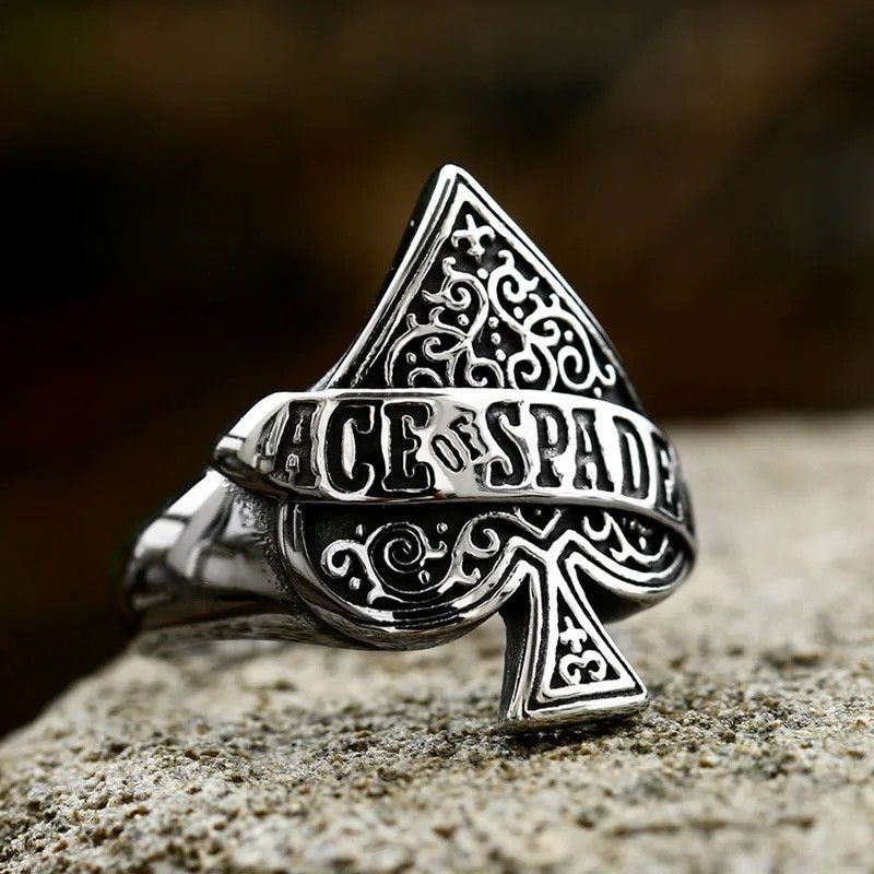 Jewelry × Vintage Creative Design High Quality Ace Of Spade Playing Card Ring Size ONE SIZE - 5 Thumbnail
