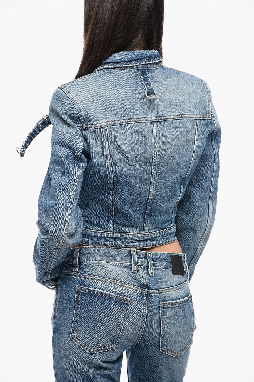 Off-White og1mm1125 Cropped Fit Denim Jacket in Blue Size M / US 6-8 / IT 42-44 - 2 Thumbnail