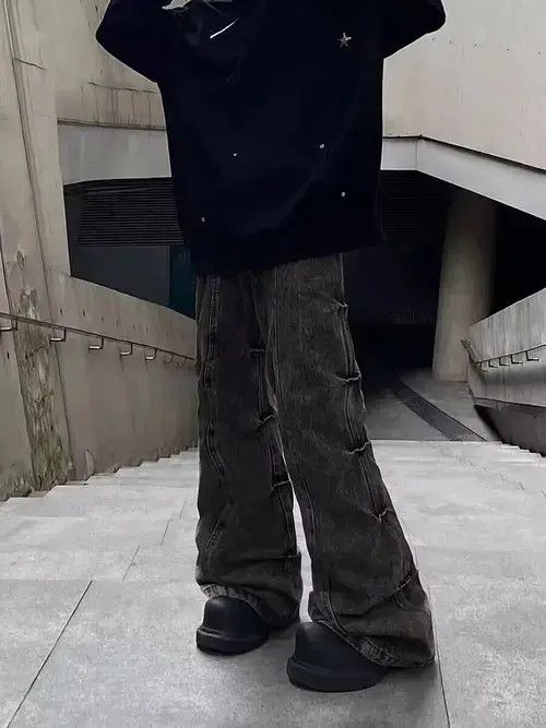 Japanese Brand × Jean Vintage side pleated micro-flare wide-leg jeans Size US 32 / EU 48 - 4 Thumbnail