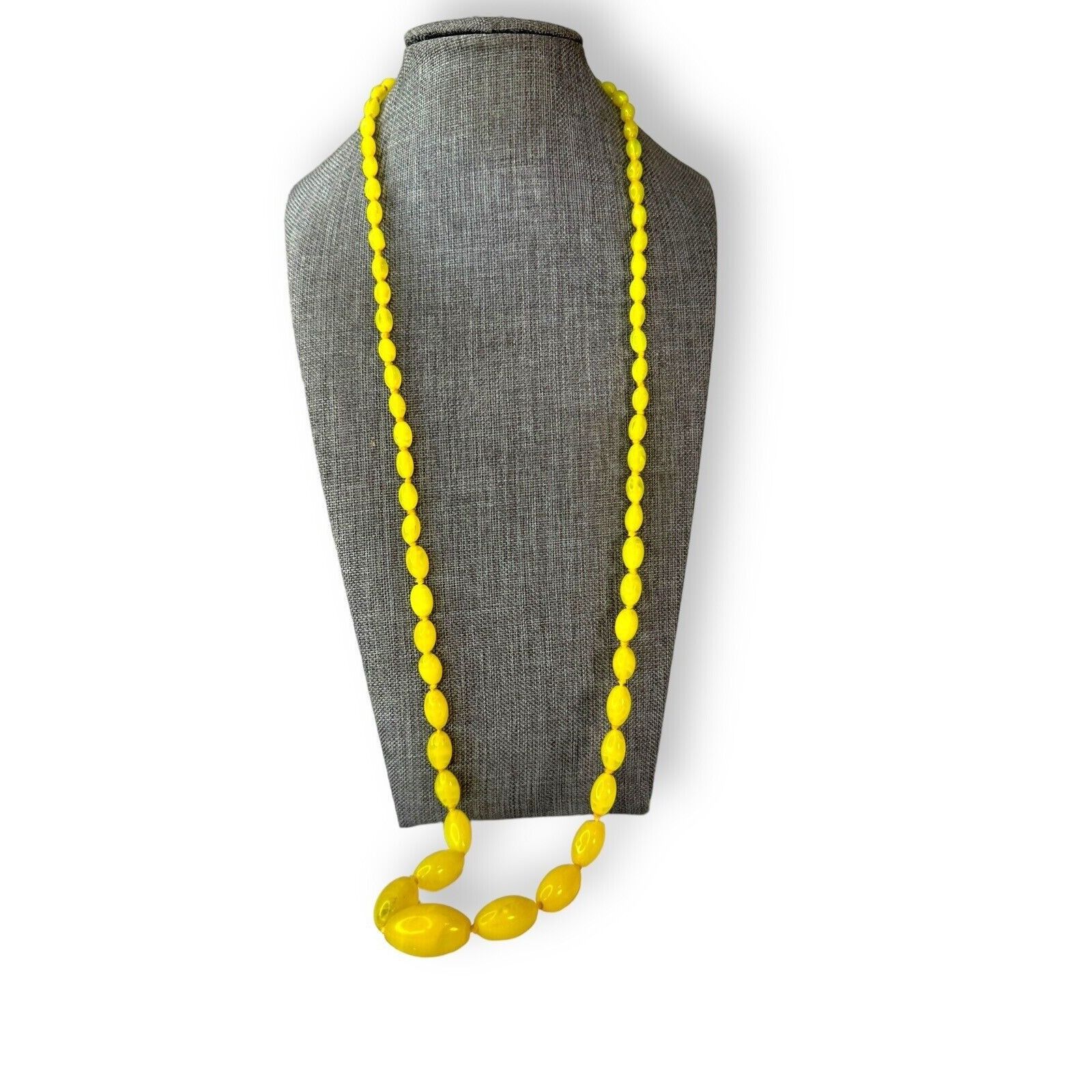Other Vintage Neon Yellow Art Glass Necklace 30" Cadmium Glow Knot Size ONE SIZE - 1 Thumbnail