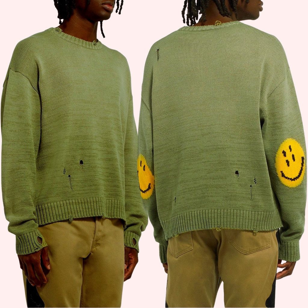 Kapital KAPITAL Smiley Patch Knit Distressed Sweatshirt Crewneck Size US L / EU 52-54 / 3 - 2 Thumbnail