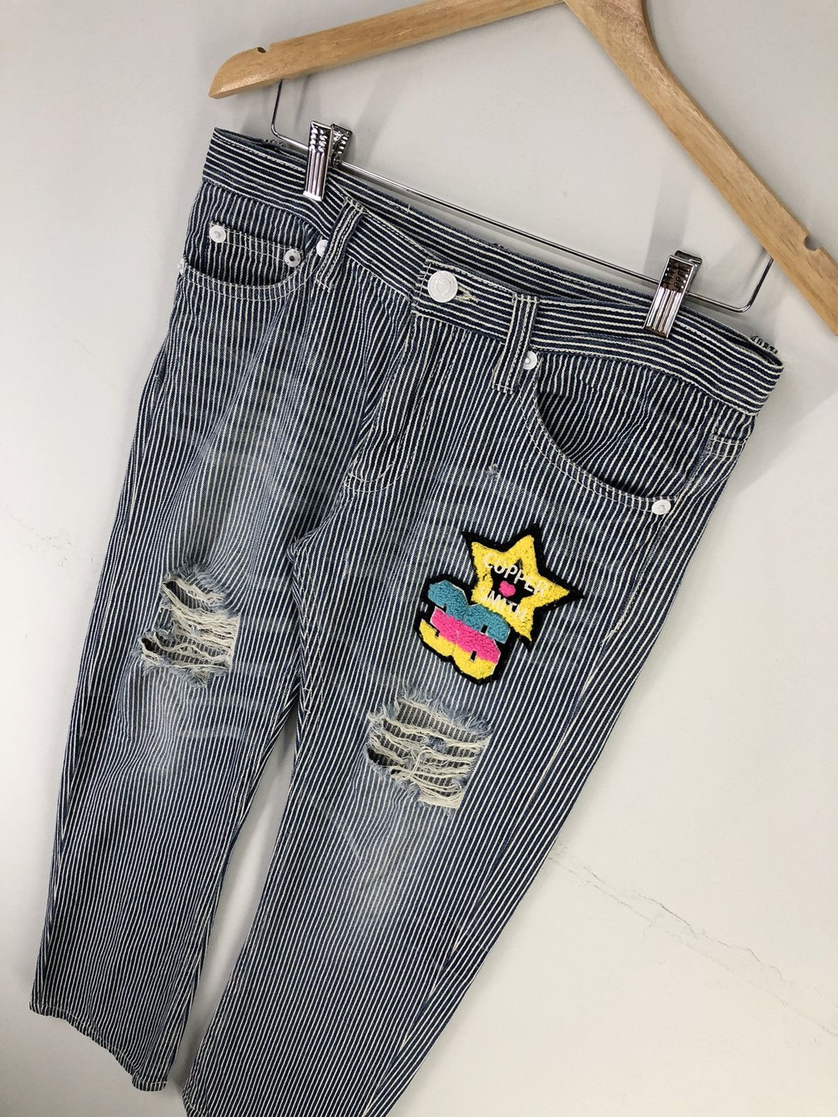 Japanese Brand Japanese Brand Copper Smith Distressed Hickory Blue Jeans Size US 32 / EU 48 - 4 Thumbnail