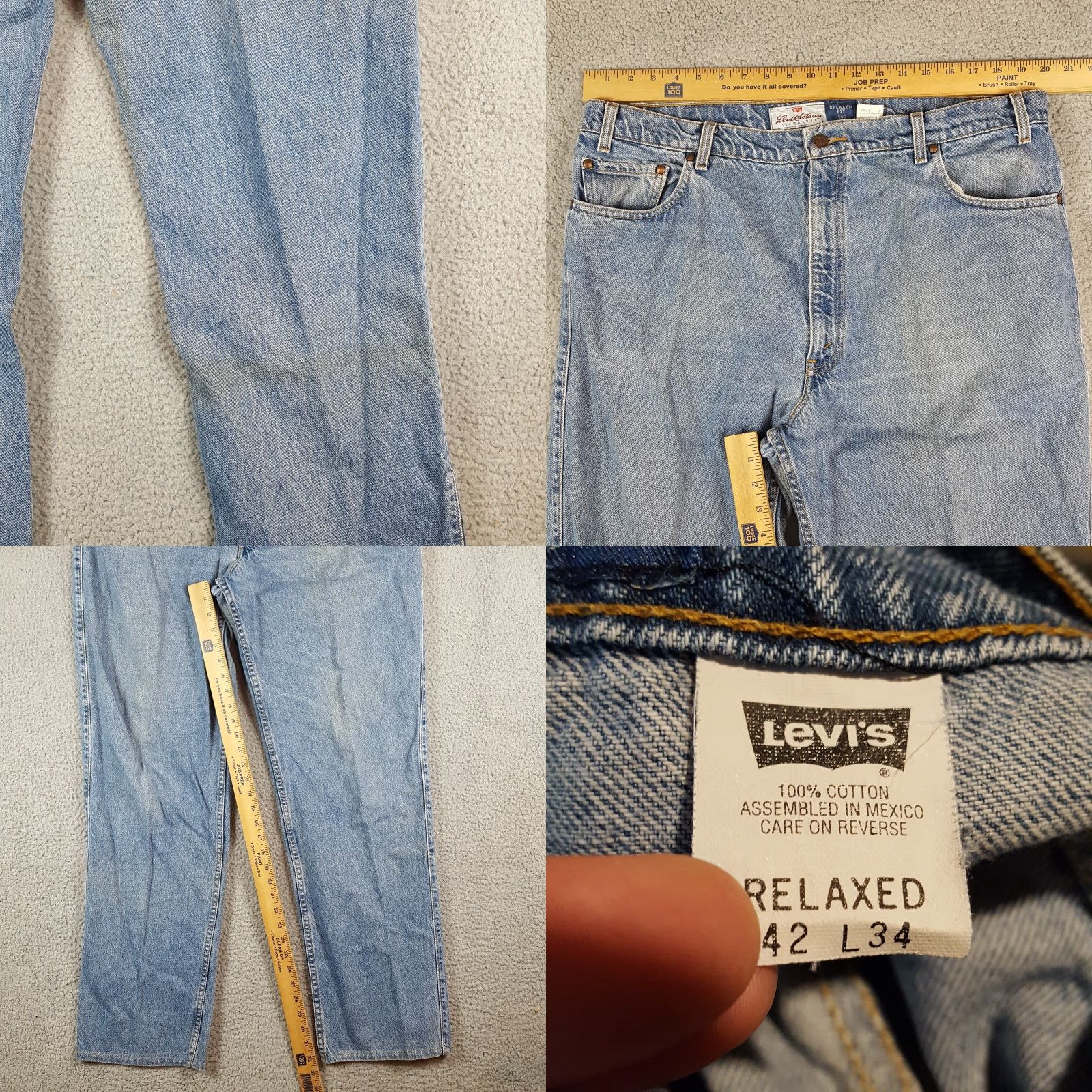 Levi's VINTAGE Levi's Jeans 90s 540 Faded Stonewash Relaxed Fit 42x34 Denim Blue Mens Jeans 5-Pocket Design Inseam 34” Cotton Denim Zipper Button Logo N/A Size US 42 / EU 58 - 8 Thumbnail