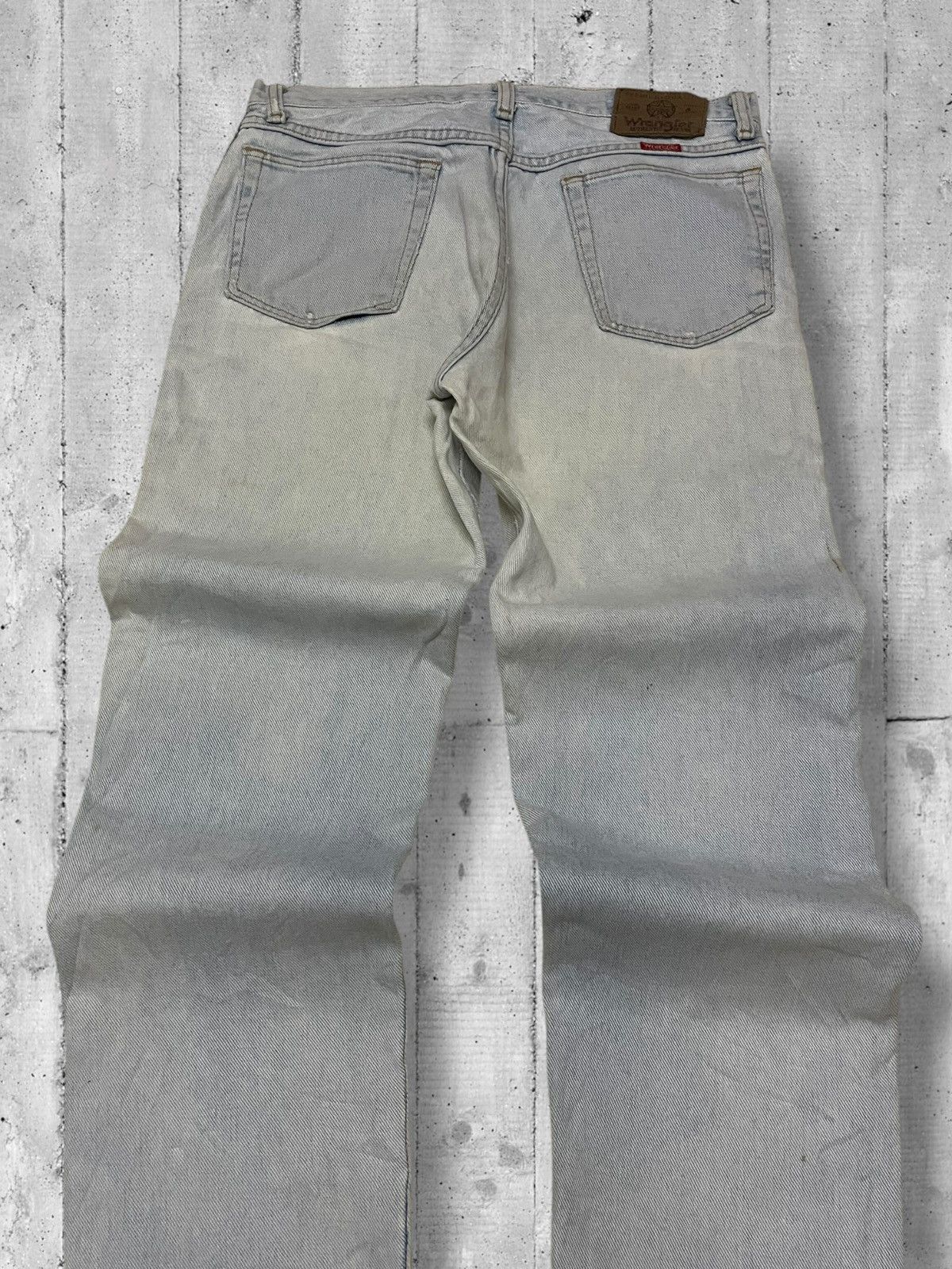 Designer × Vintage × Wrangler Vintage 1990s Designer Wrangler Blue Wash Distressed Denim Size US 30 / EU 46 - 12 Thumbnail