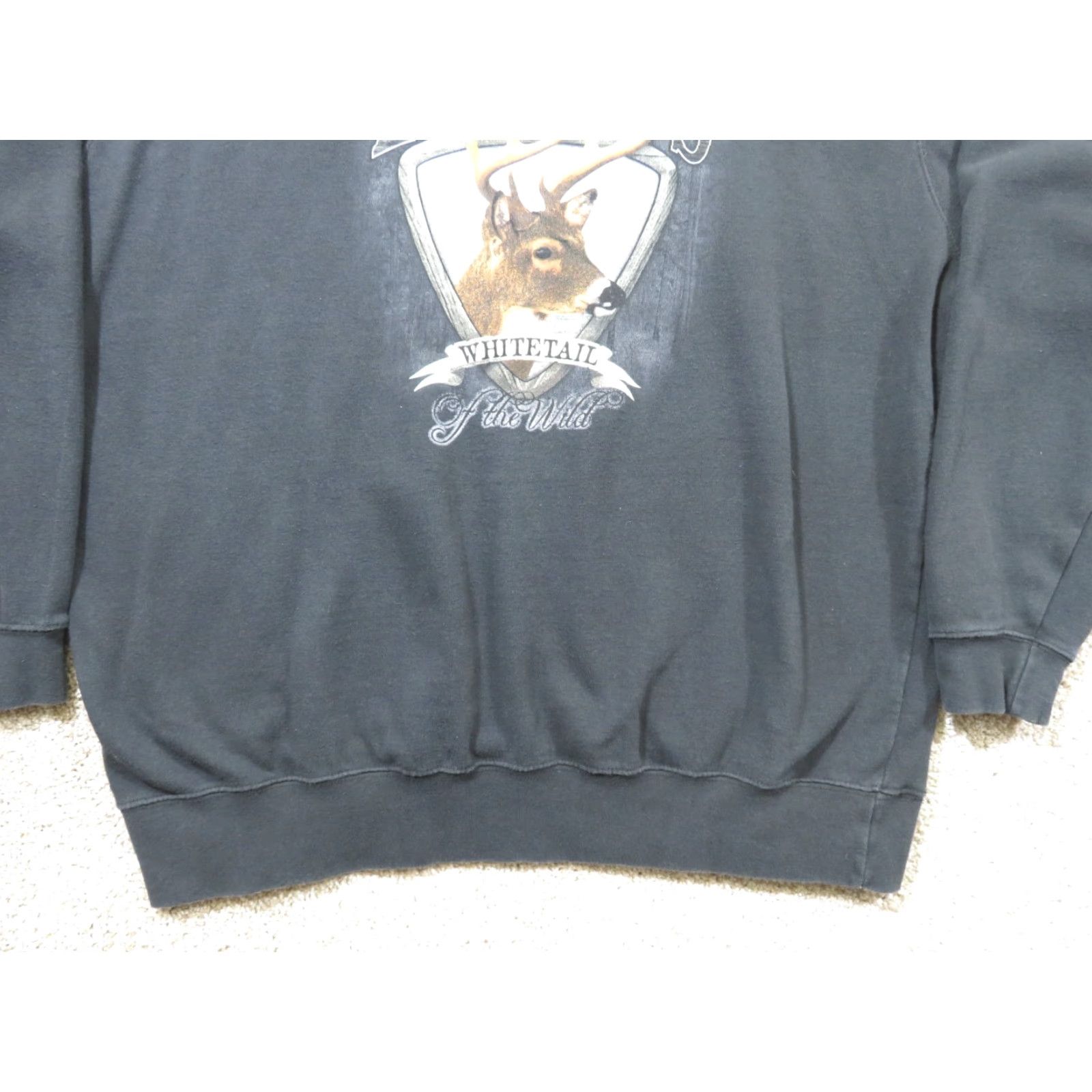 Vintage VINTAGE Crown USA Sport Sweatshirt Whitetail Deer Graphic Print Hoodie Crew Neck XL Black Mens Pullover All Seasons USA Trophy Deer 80s 90s Size US XL / EU 56 / 4 - 2 Thumbnail