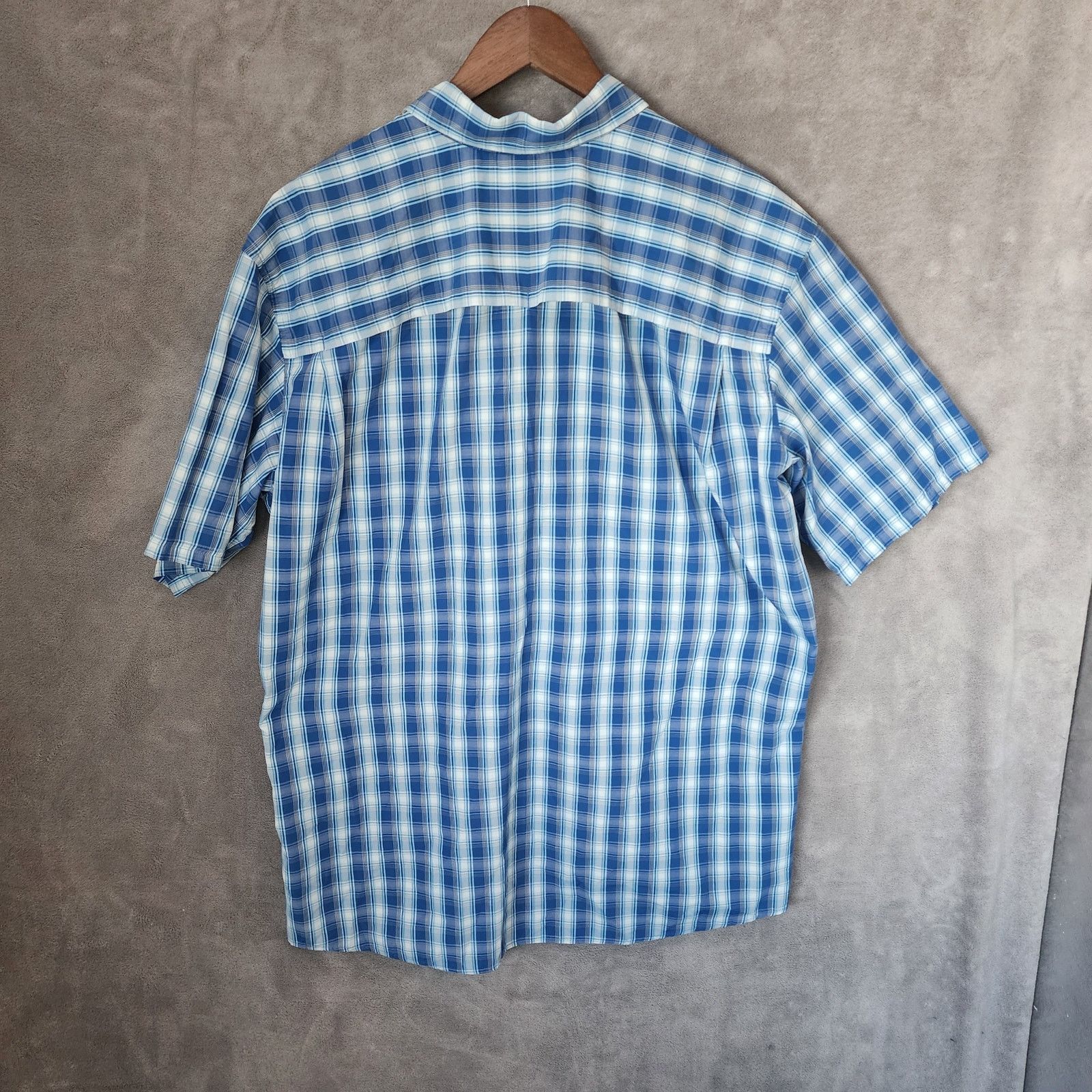 Eddie Bauer Eddie Bauer Men's XL Tall Plaid Blue White Short Sleeve Size US XL / EU 56 / 4 - 5 Thumbnail