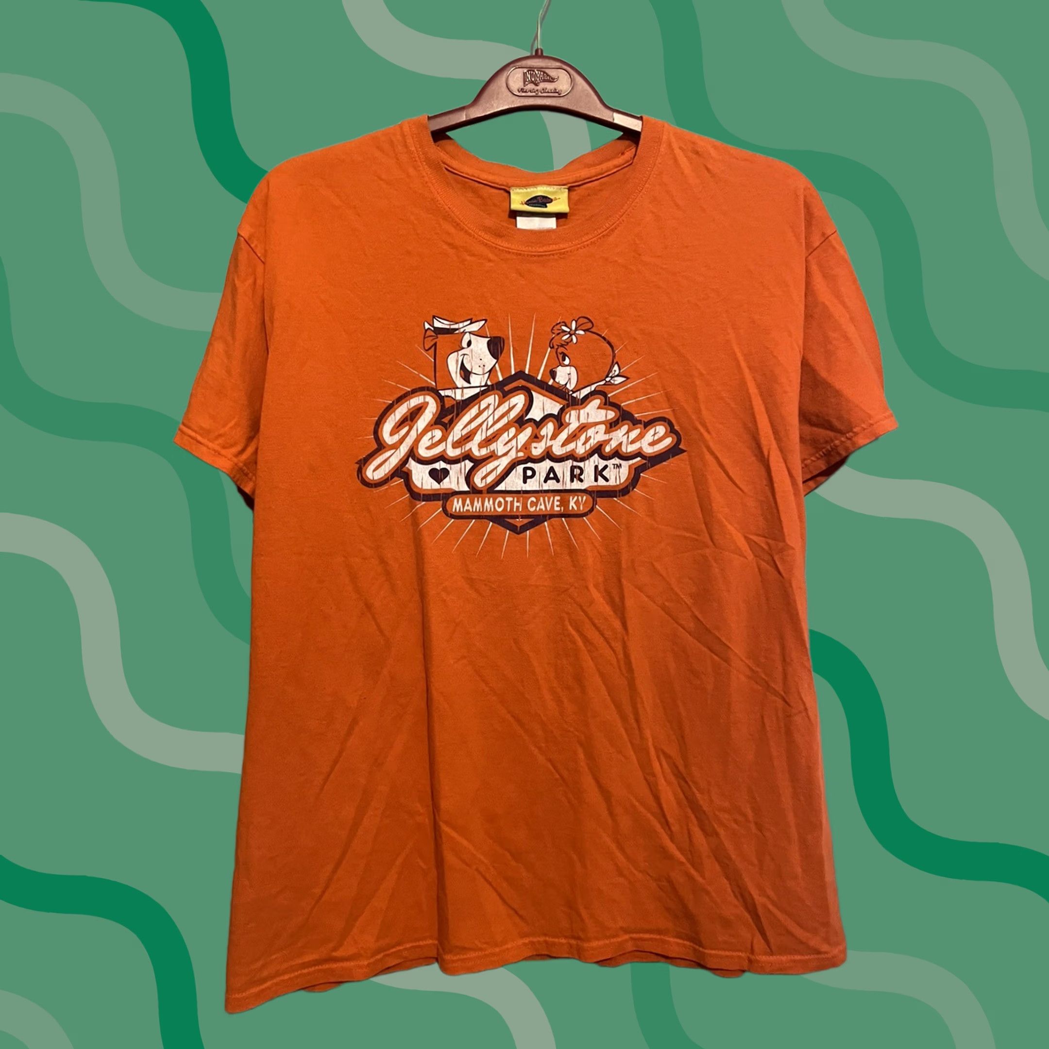 Vintage VINTAGE Yogi Bear Shirt Mens Jellystone Park Hanna Barbera Mammoth Cave D142 Short Sleeve Crew Neck T-Shirt Orange 28” Length L Size US L / EU 52-54 / 3 - 1 Thumbnail