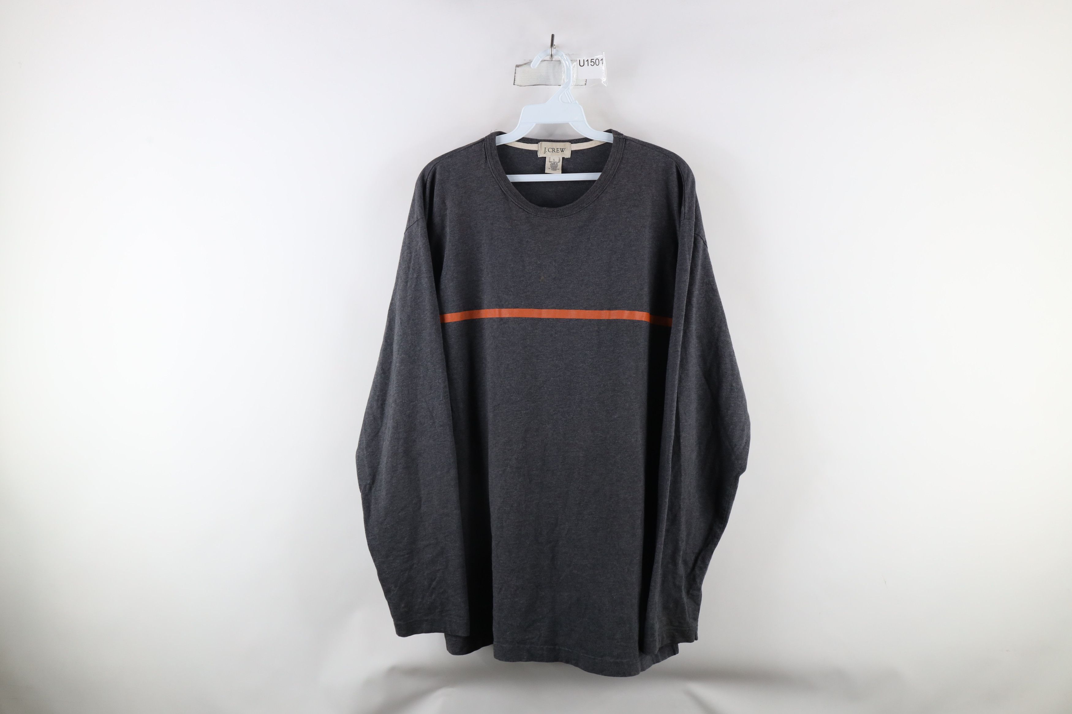 J.Crew × Vintage Vintage 90s J Crew Striped Long Sleeve T-Shirt Gray USA Size US L / EU 52-54 / 3 - 1 Thumbnail