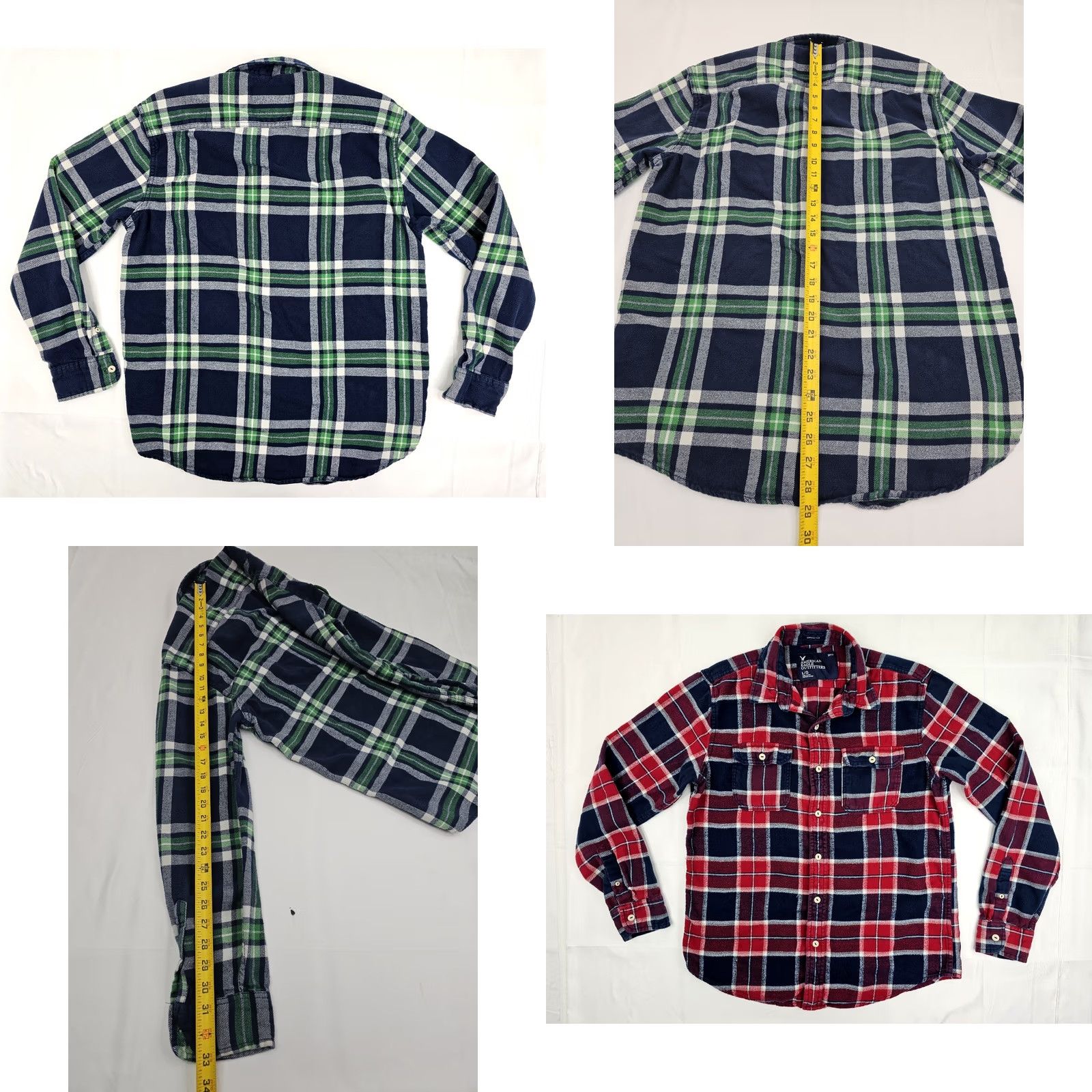 American Eagle Outfitters VINTAGE AMERICAN EAGLE Athletic Fit Flannel Shirt LOT x 2 Men L Green & Red Plaid Size US L / EU 52-54 / 3 - 8 Thumbnail