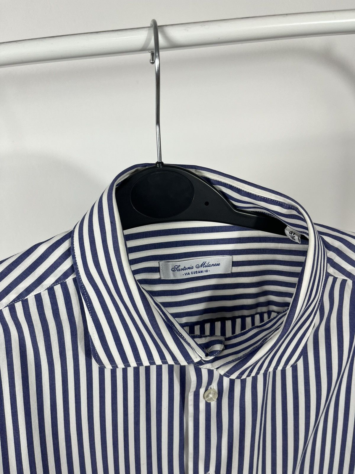 Other Santoria Milanese Blue White Striped Cotton Shirt 41 16 Size US L / EU 52-54 / 3 - 7 Thumbnail