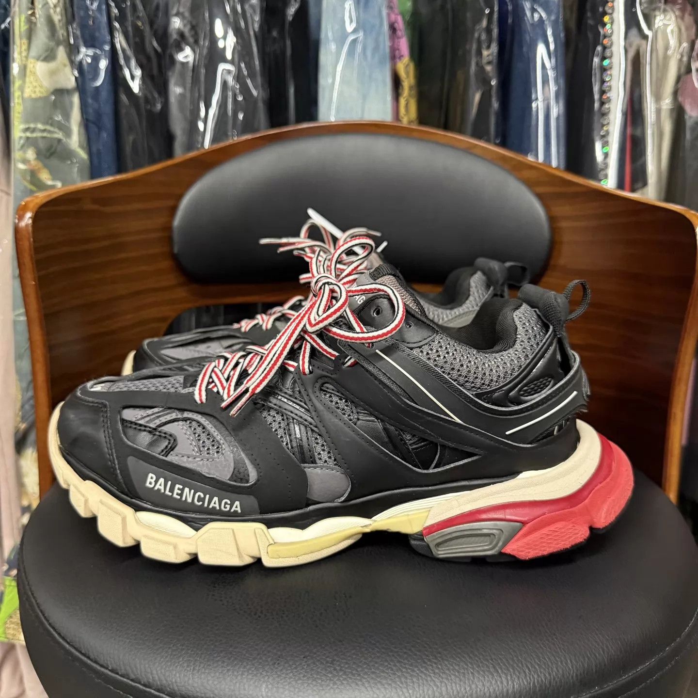 Balenciaga Balenciaga Track 41 Black Red Distressed Original Box Size US 8 / EU 41 - 6 Thumbnail