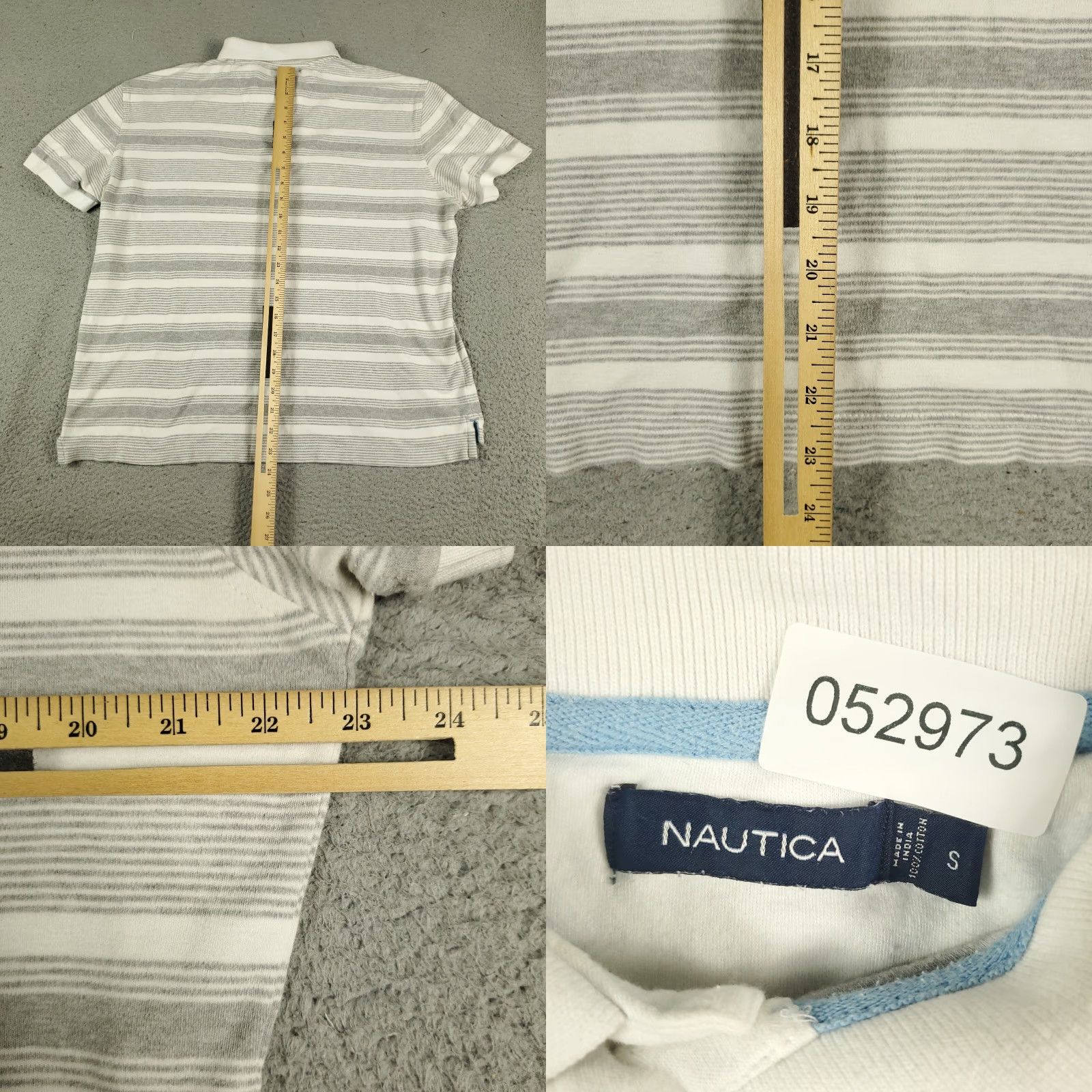 Nautica Nautica Gray Striped Polo Shirt Adult Small Casual Short Sleeve Mens Size US S / EU 44-46 / 1 - 8 Thumbnail